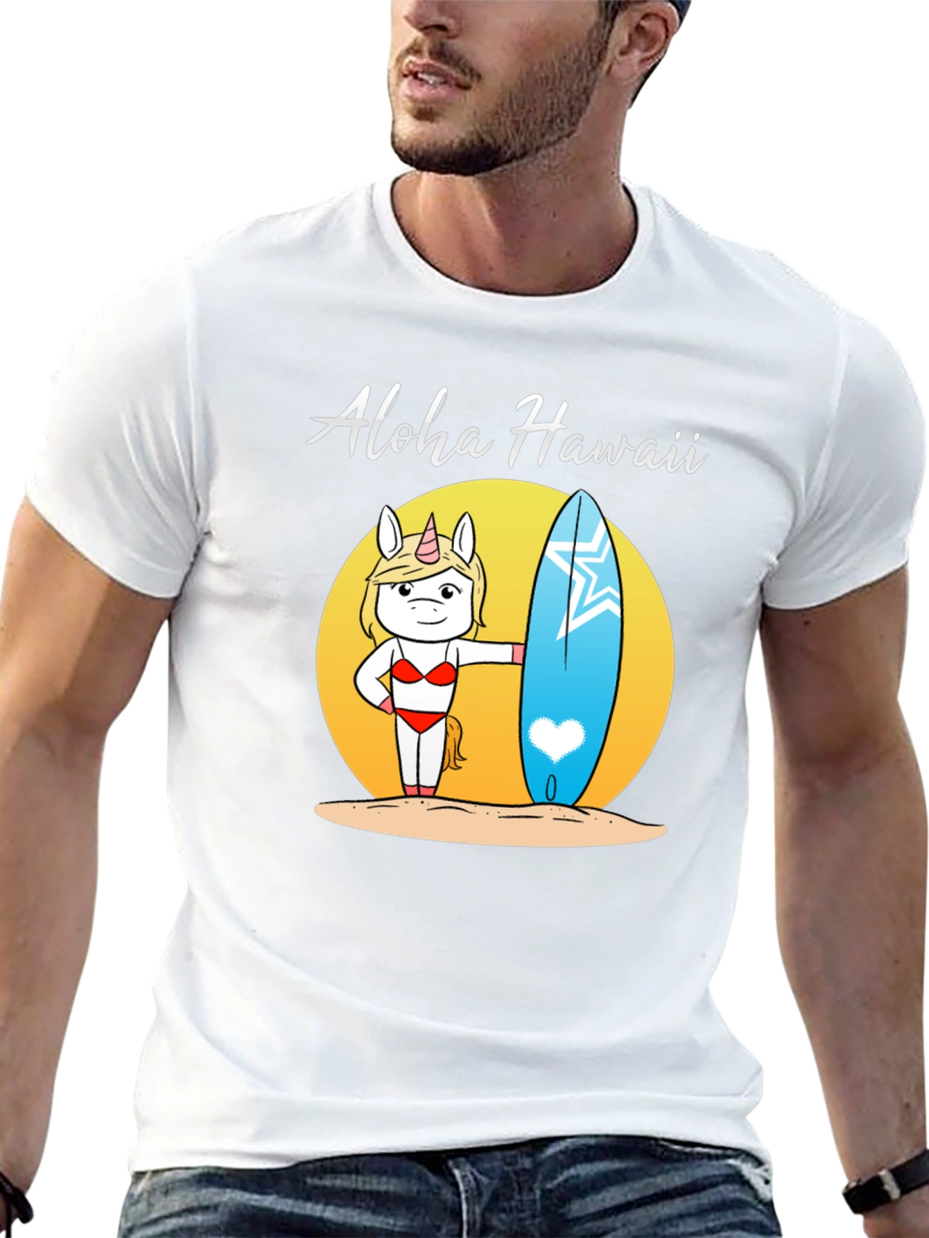 Aloha Hawaii Unicorn Surf T-Shirt