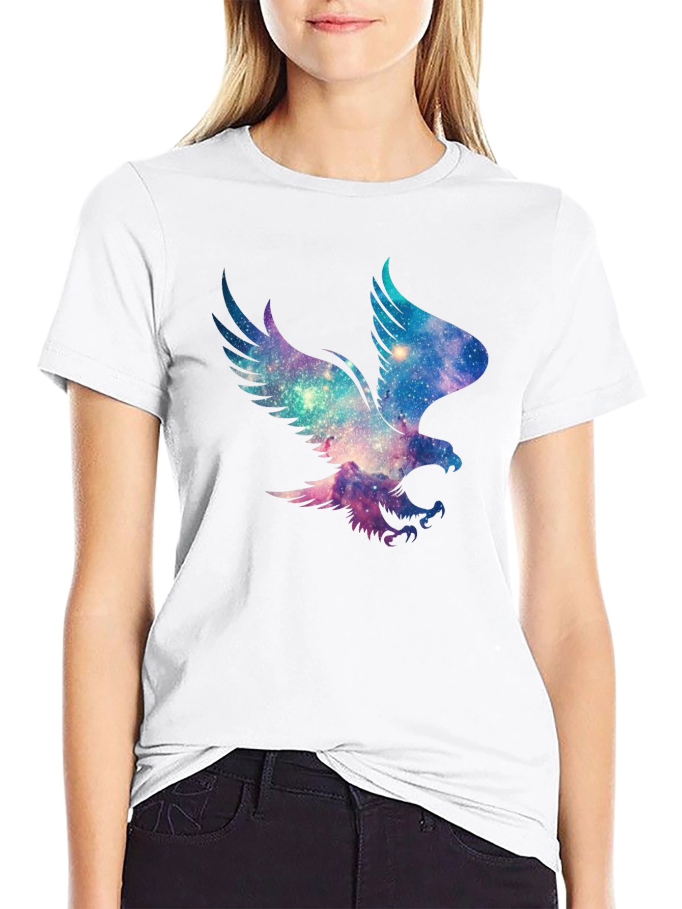 Galaxy Eagle Graphic Black T-Shirt