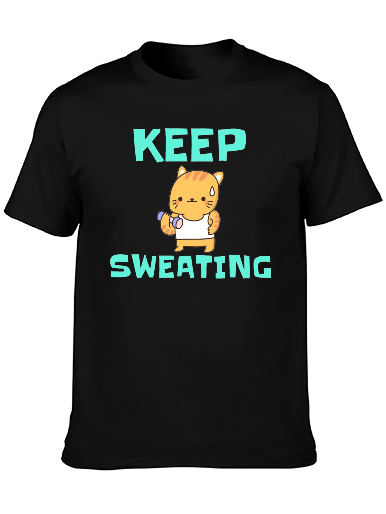 Keep Sweating T-Shirt - Workout Cat Graphic Tee