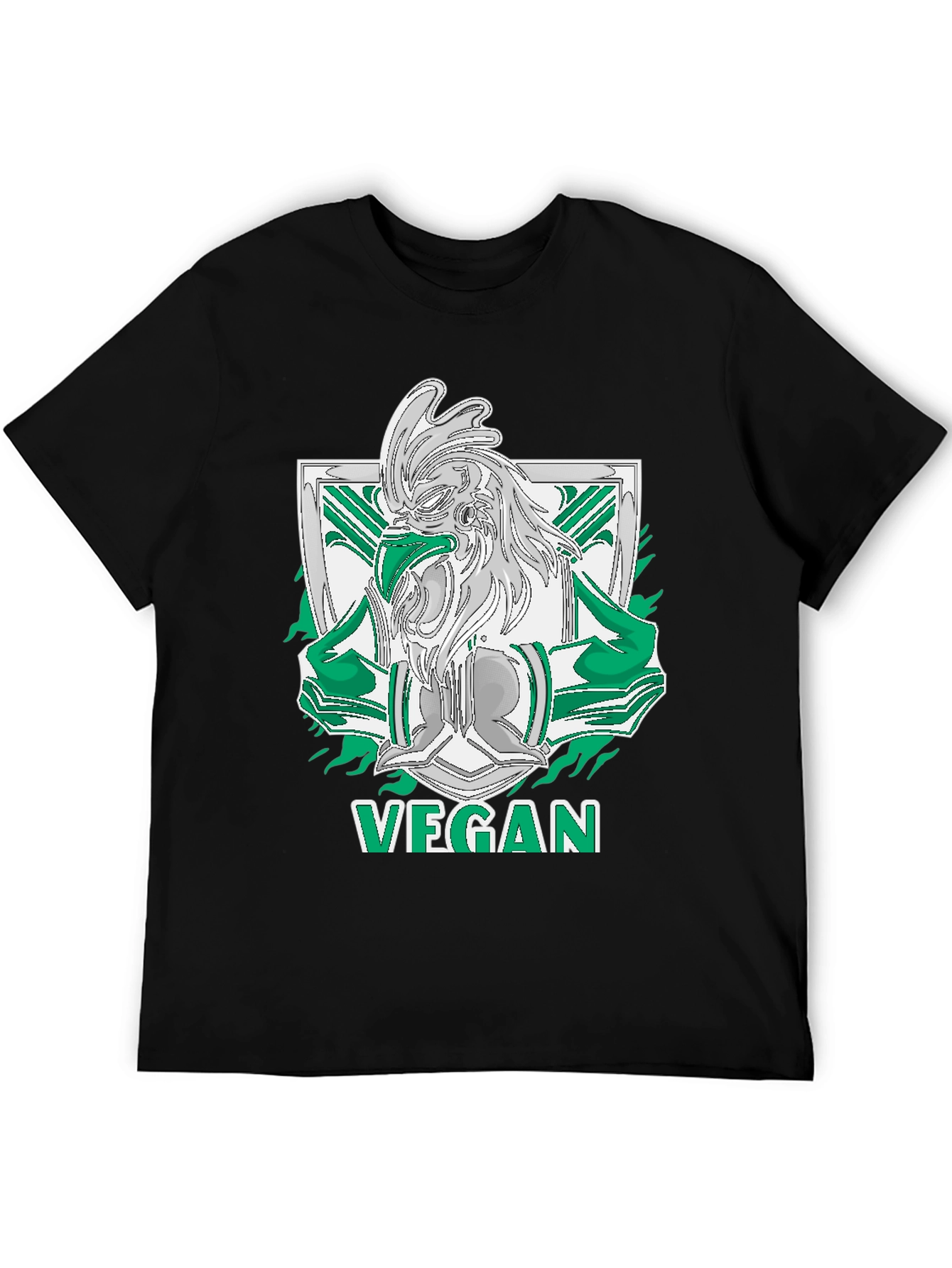Vegan Rooster Graphic Tee - Black