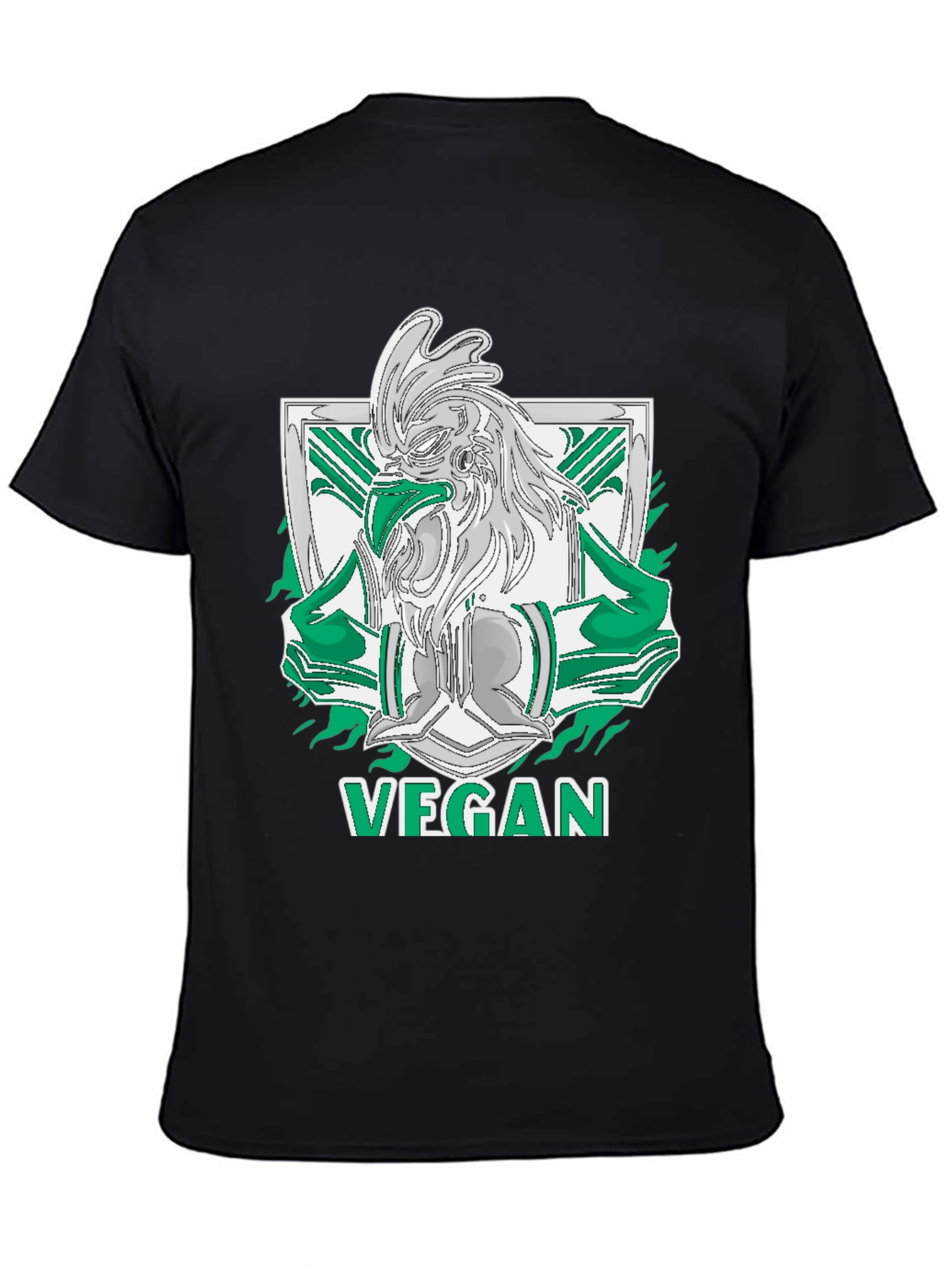 Vegan Rooster Graphic Tee - Black