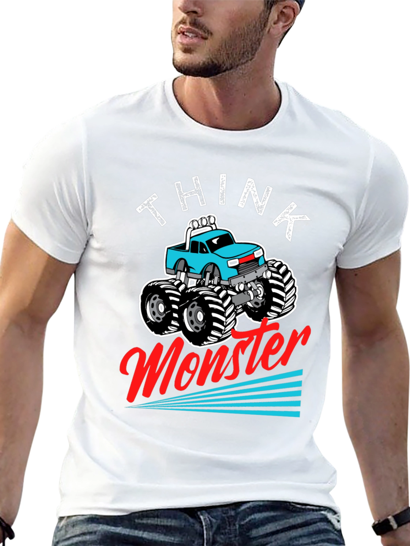 Think Monster Truck Graphic Tee - Black Cotton Blend