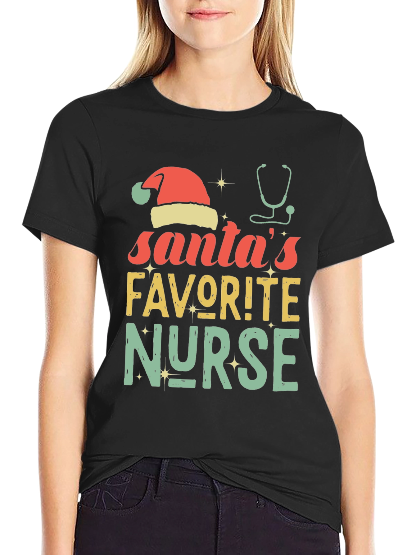 Santas Favorite Nurse Christmas T-Shirt