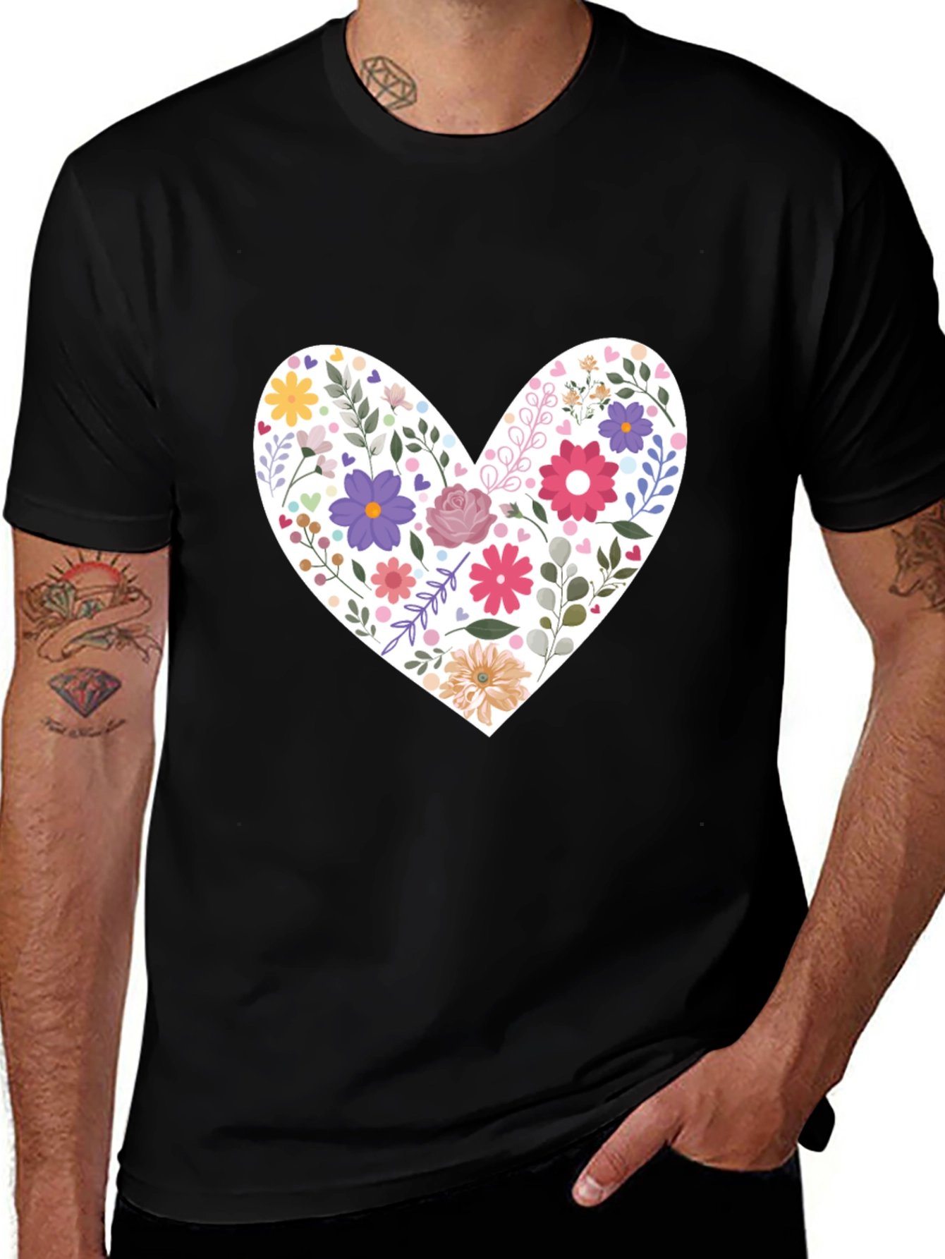 Floral Heart Graphic Tee - Stylish Casual Wear