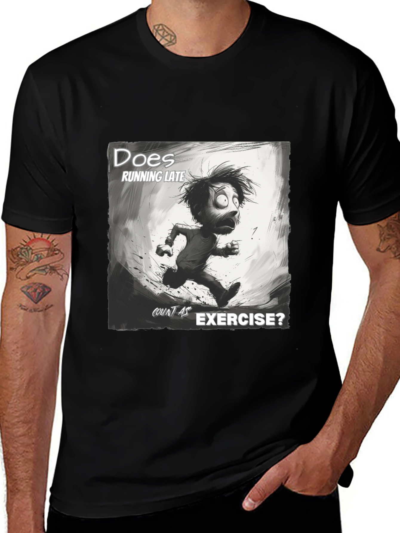 Funny Running Late Exercise Graphic T-Shirt