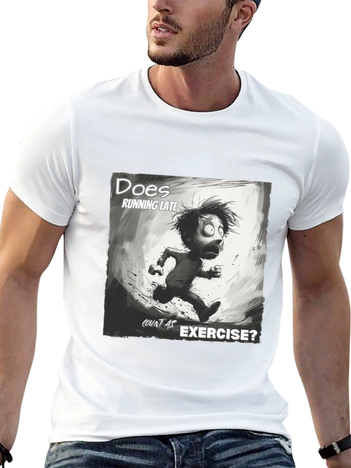 Funny Running Late Exercise Graphic T-Shirt