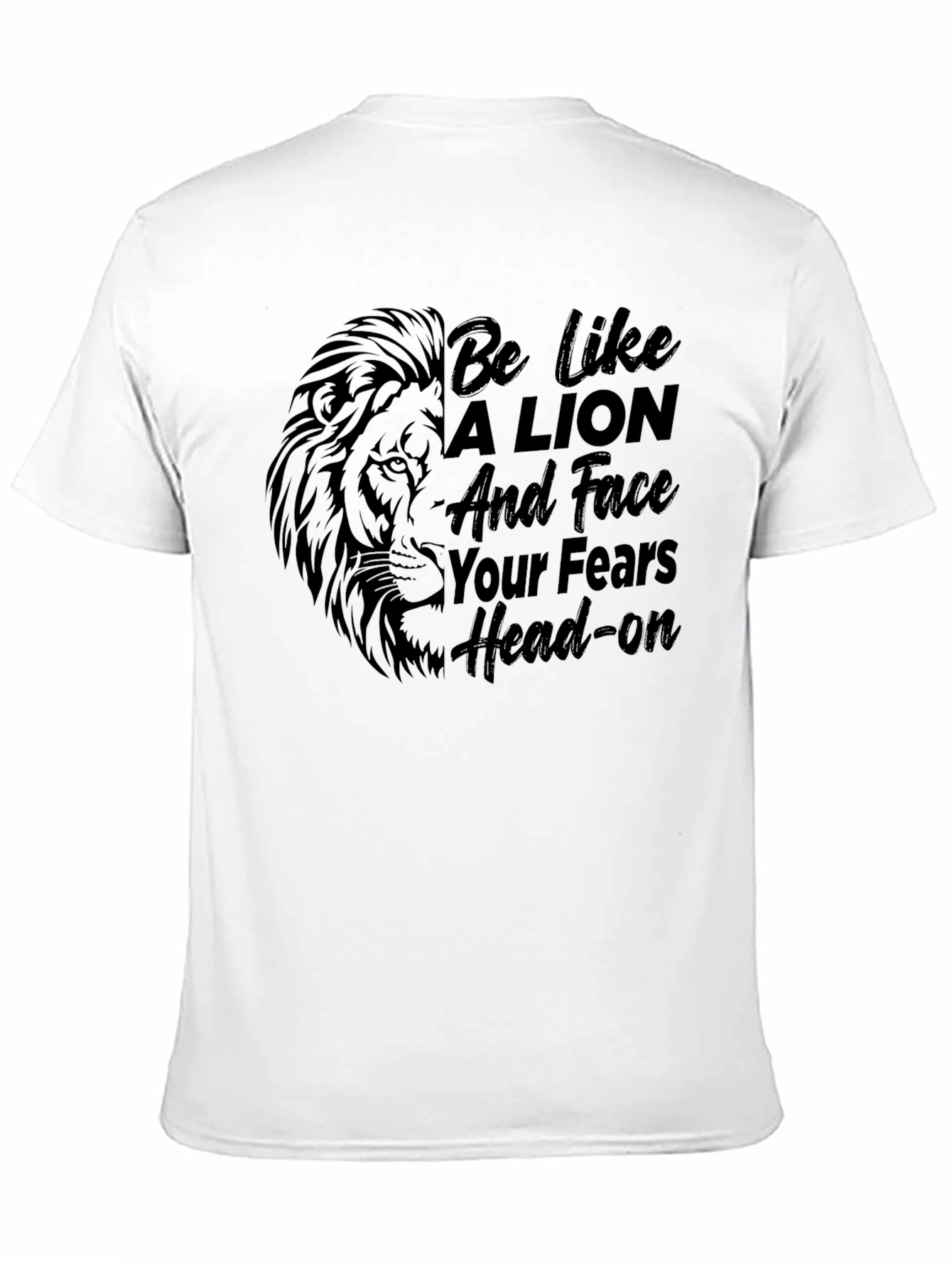 Lion Graphic Print Black T-Shirt - Motivational Tee