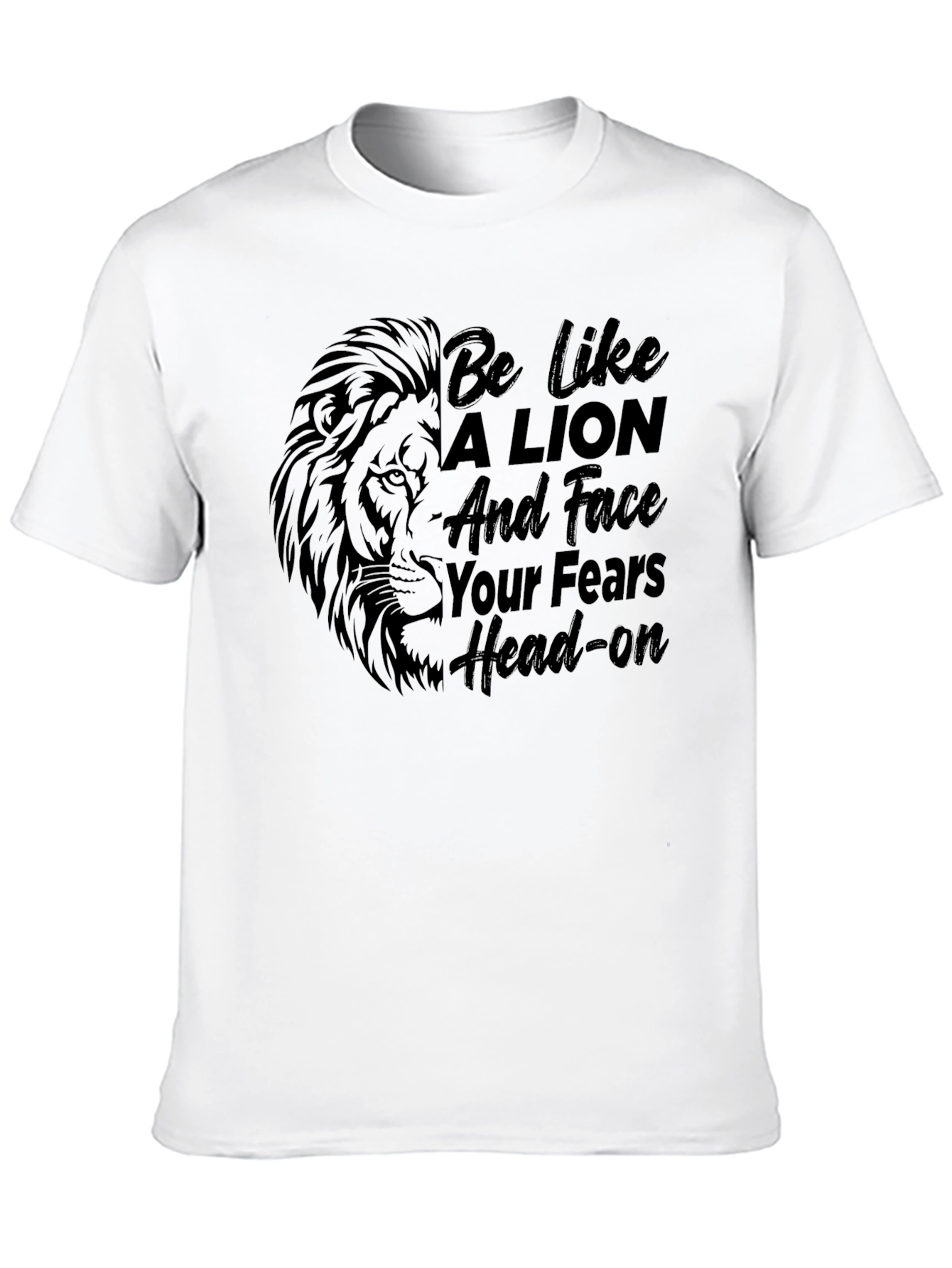 Lion Graphic Print Black T-Shirt - Motivational Tee
