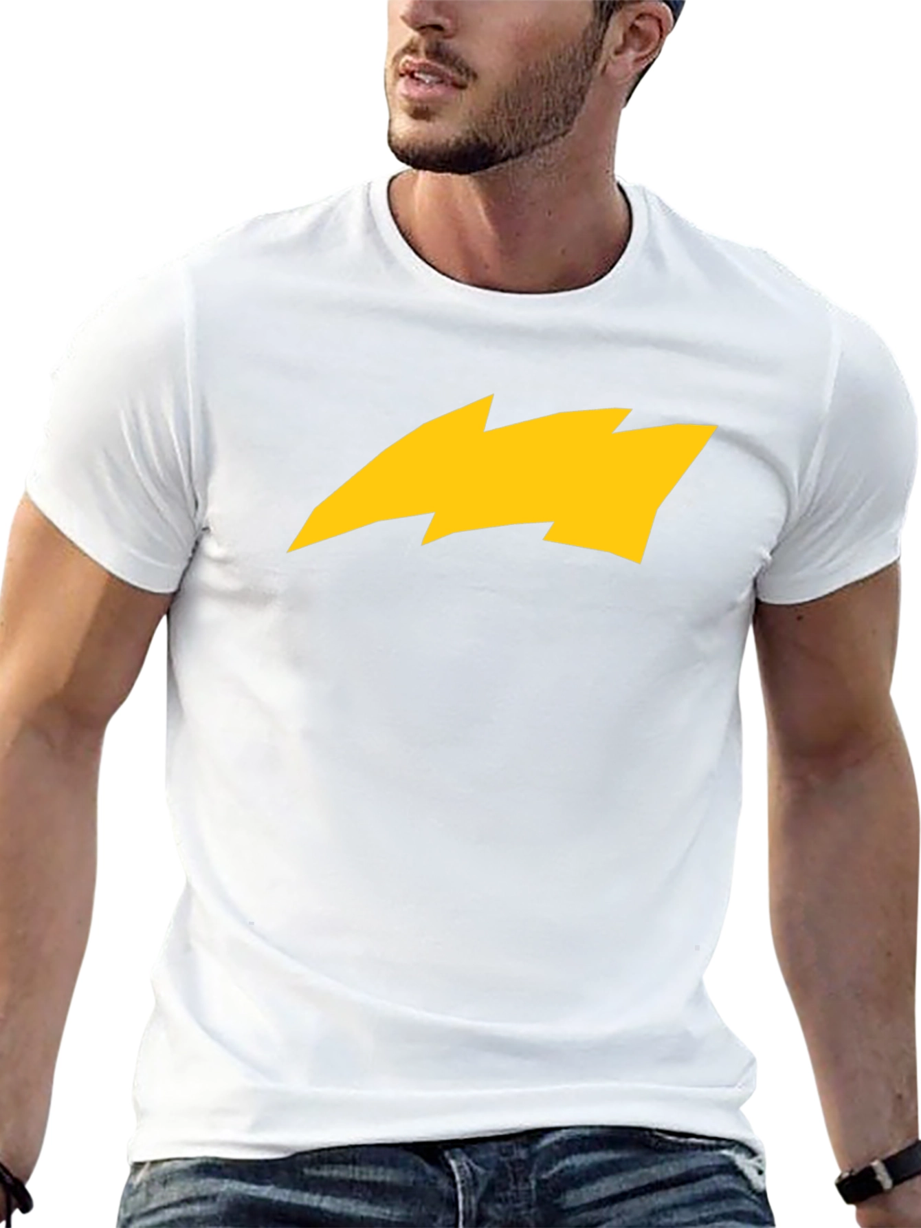 Black T-Shirt with Yellow Lightning Bolt Graphic