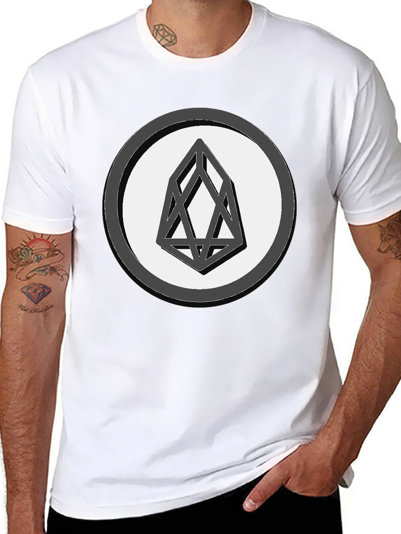 Geometric Graphic Print Tee - Black