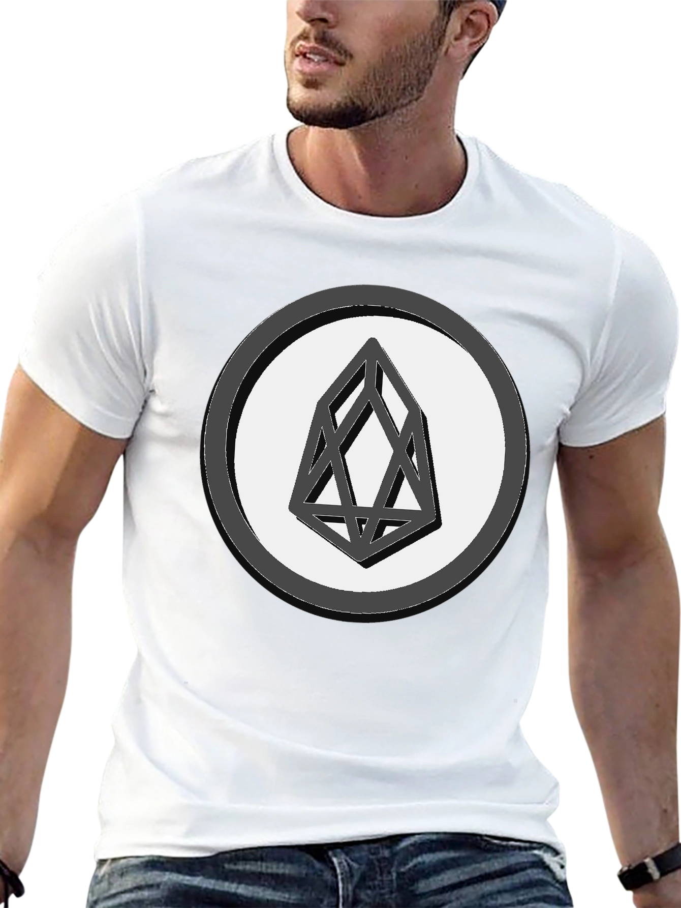 Geometric Graphic Print Tee - Black