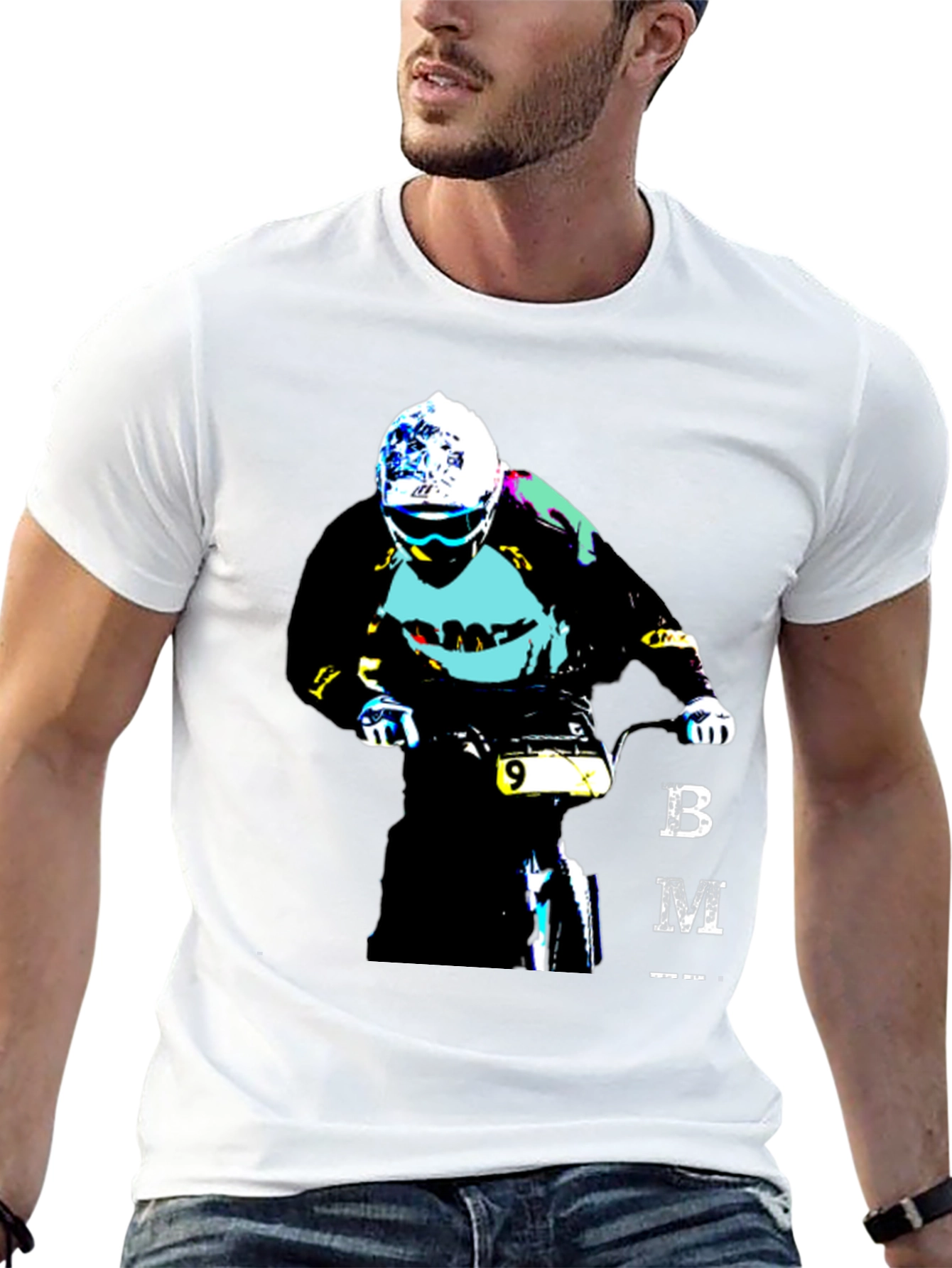 BMX Rider Graphic Tee - Black Cotton Blend T-Shirt