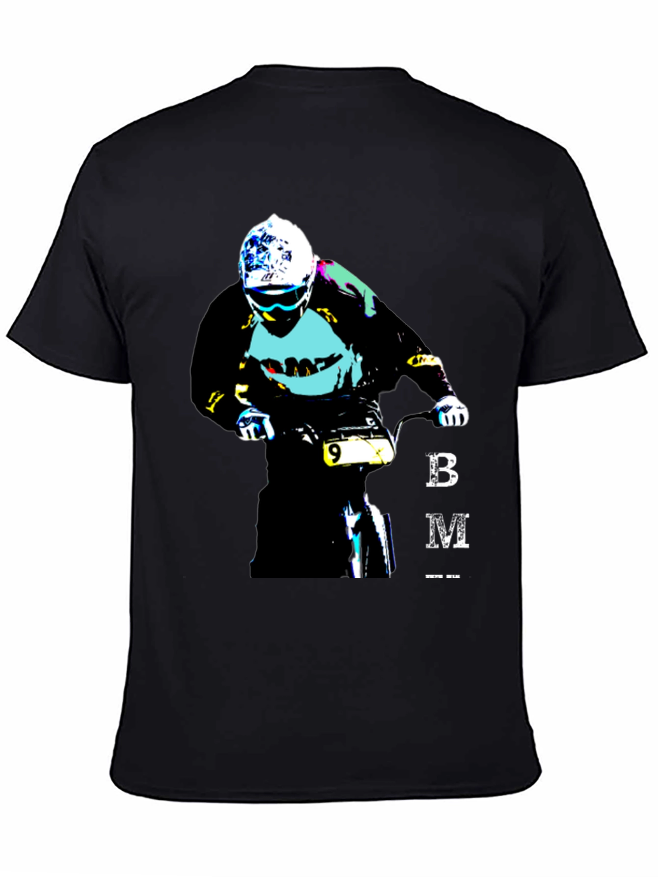 BMX Rider Graphic Tee - Black Cotton Blend T-Shirt