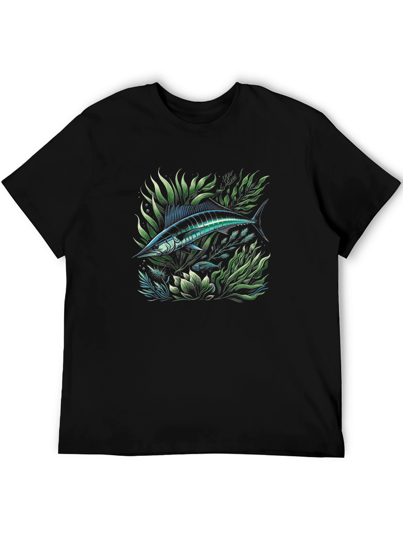Marlin Fish Graphic Tee - Black Cotton T-Shirt
