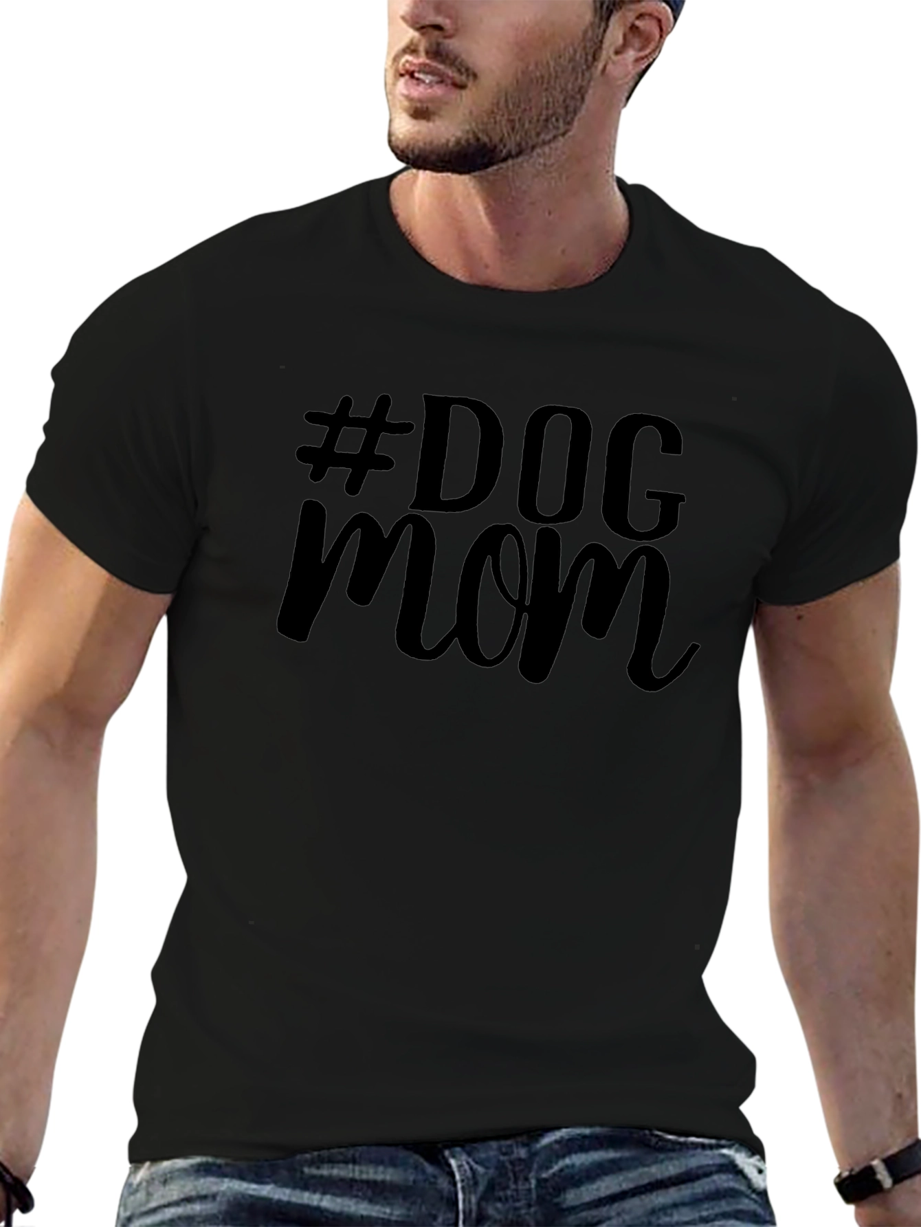 #Dog Mom Graphic Tee - Black Unisex T-Shirt