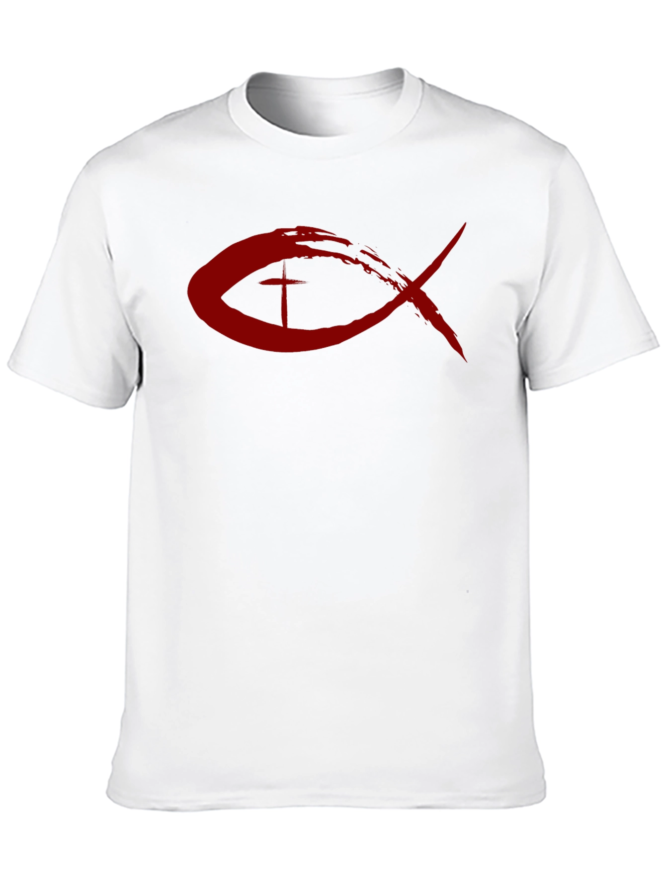 Christian Fish Symbol T-Shirt - Red Design