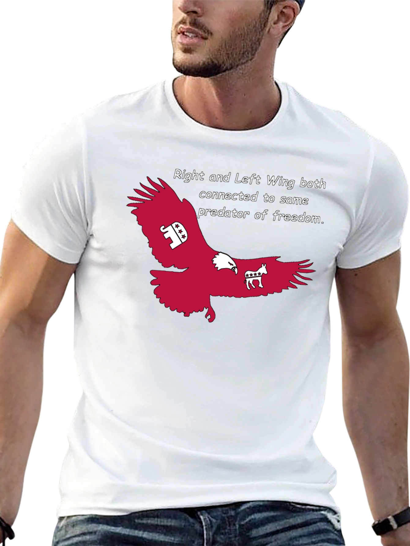 Political Statement T-Shirt: Right and Left Wing Eagle Design