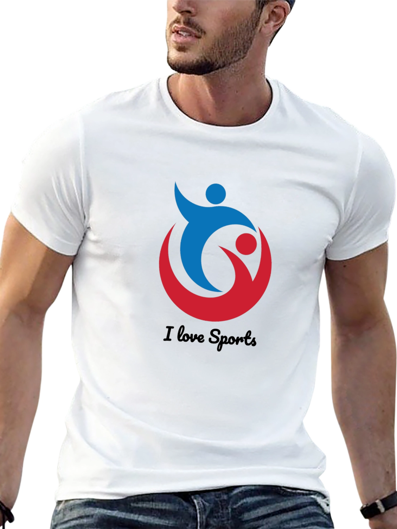 I Love Sports Graphic Black T-Shirt