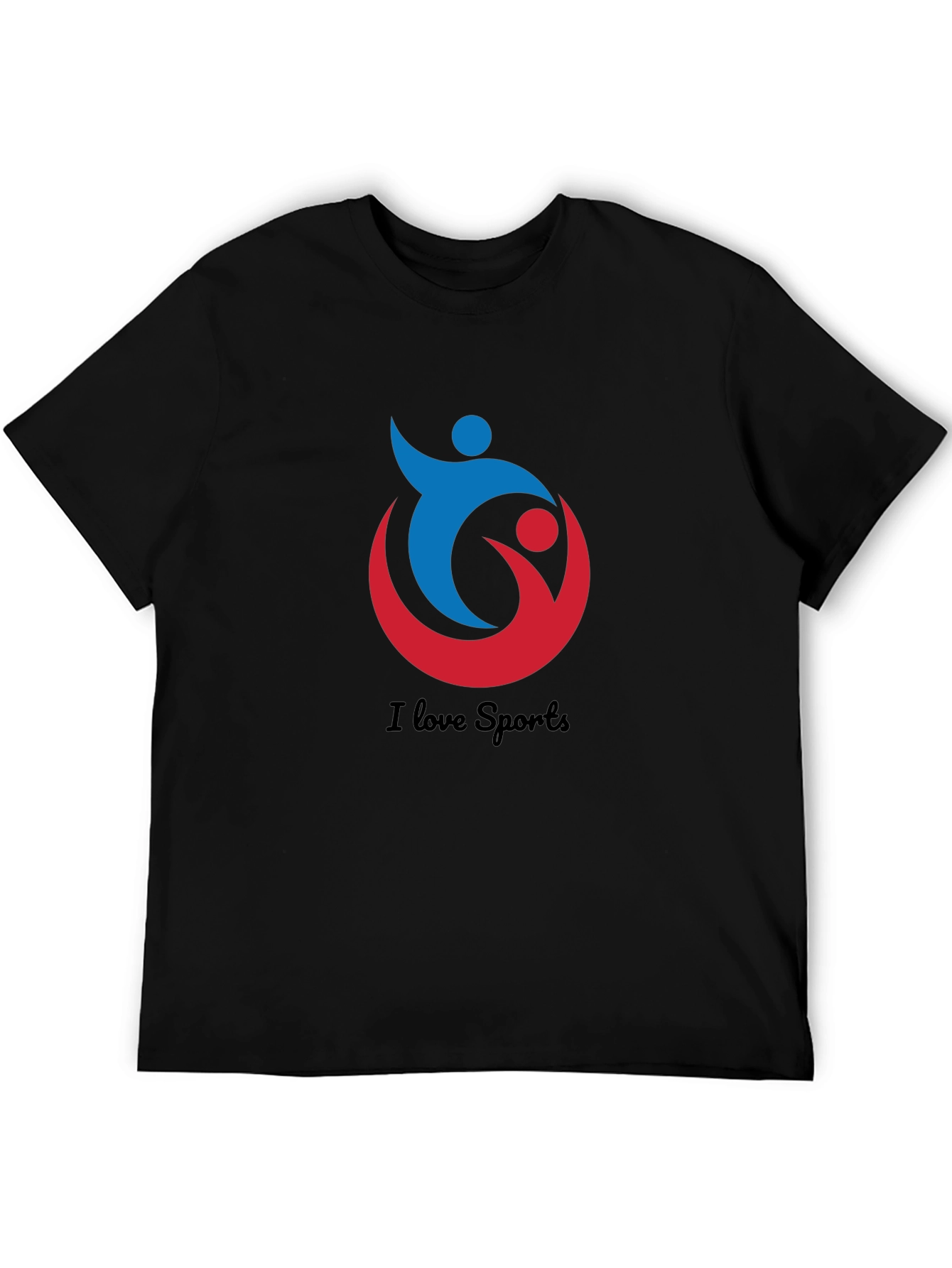 I Love Sports Graphic Black T-Shirt