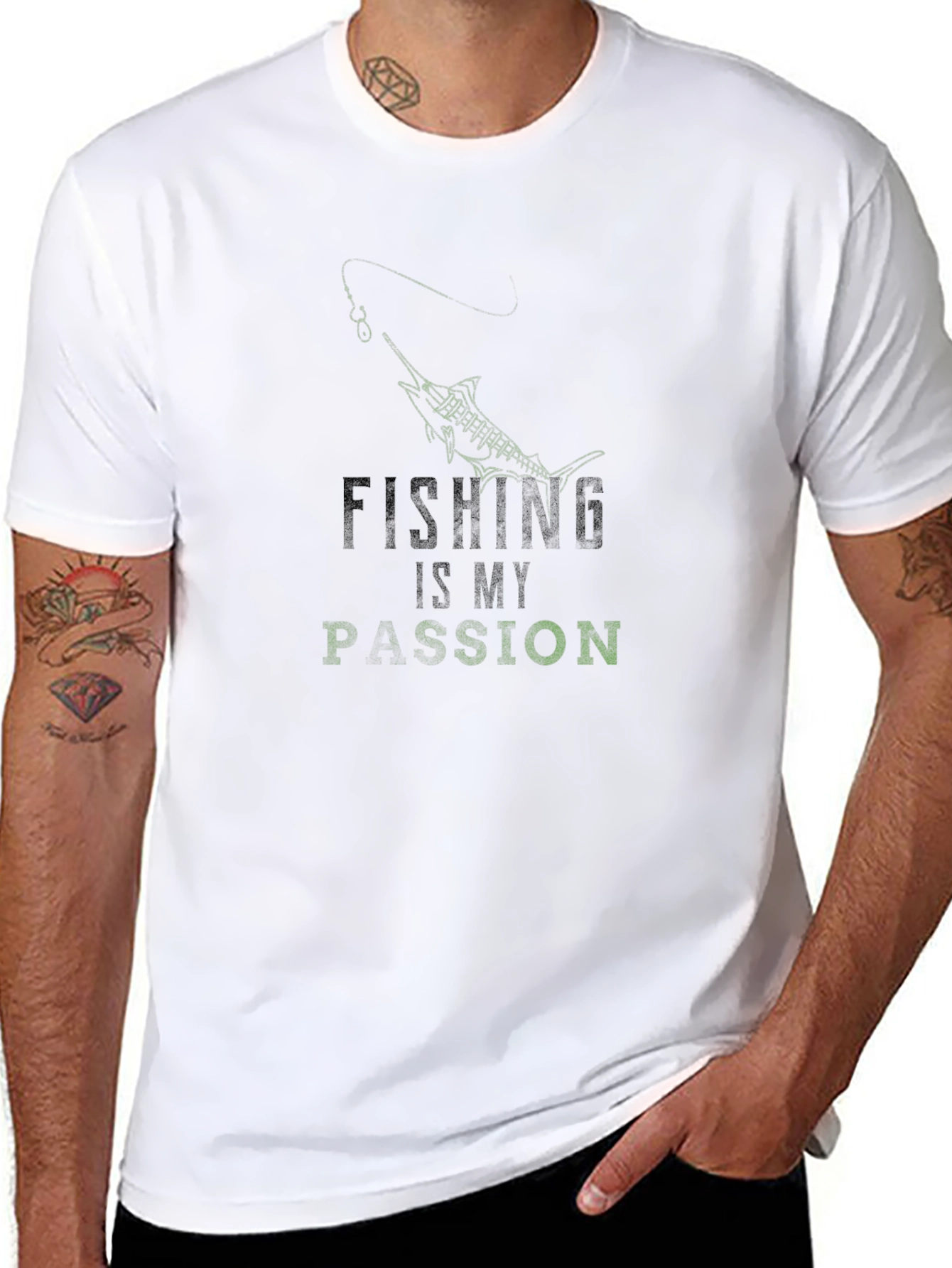 Fishing Is My Passion Graphic Tee - Black