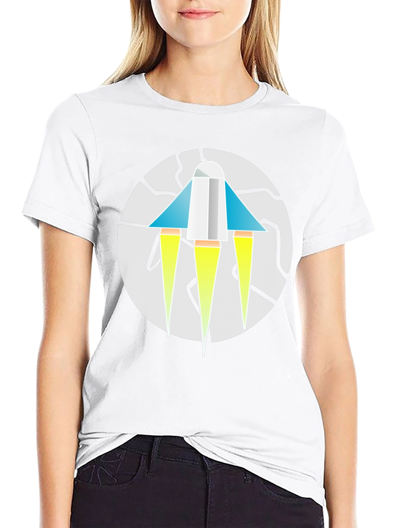 Geometric Rocket Graphic Tee - Mens Black T-Shirt