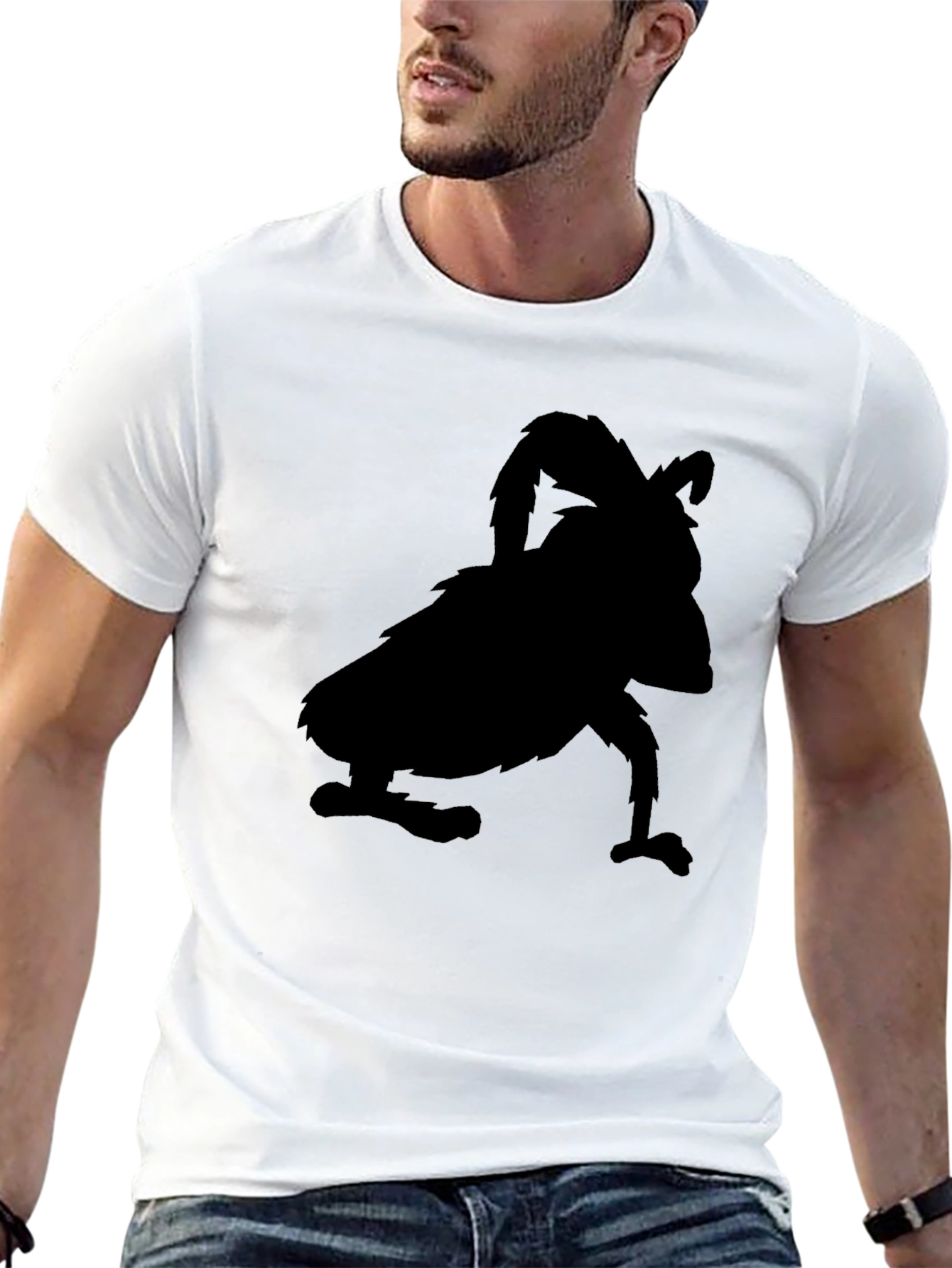 Black T-Shirt with Silhouette Design