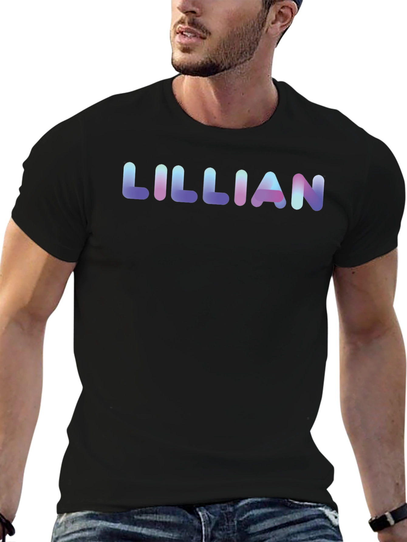 Lillian Name Black Cotton T-Shirt