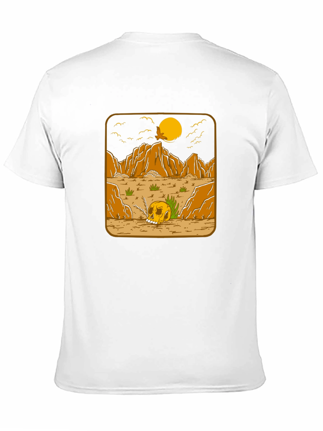 Skull Desert Graphic Tee - Mens Black Cotton T-Shirt