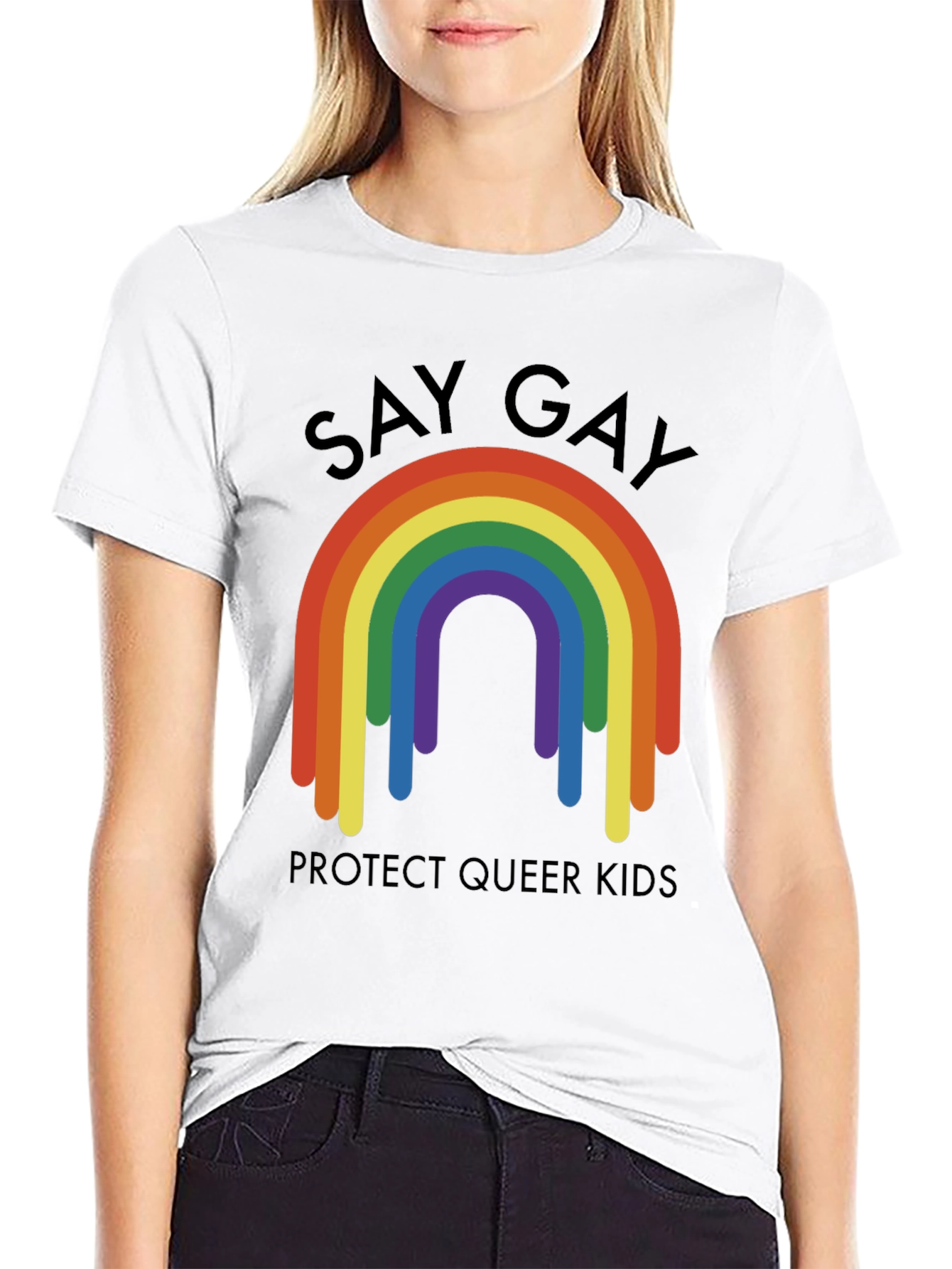 Say Gay Protect Queer Kids Rainbow T-Shirt