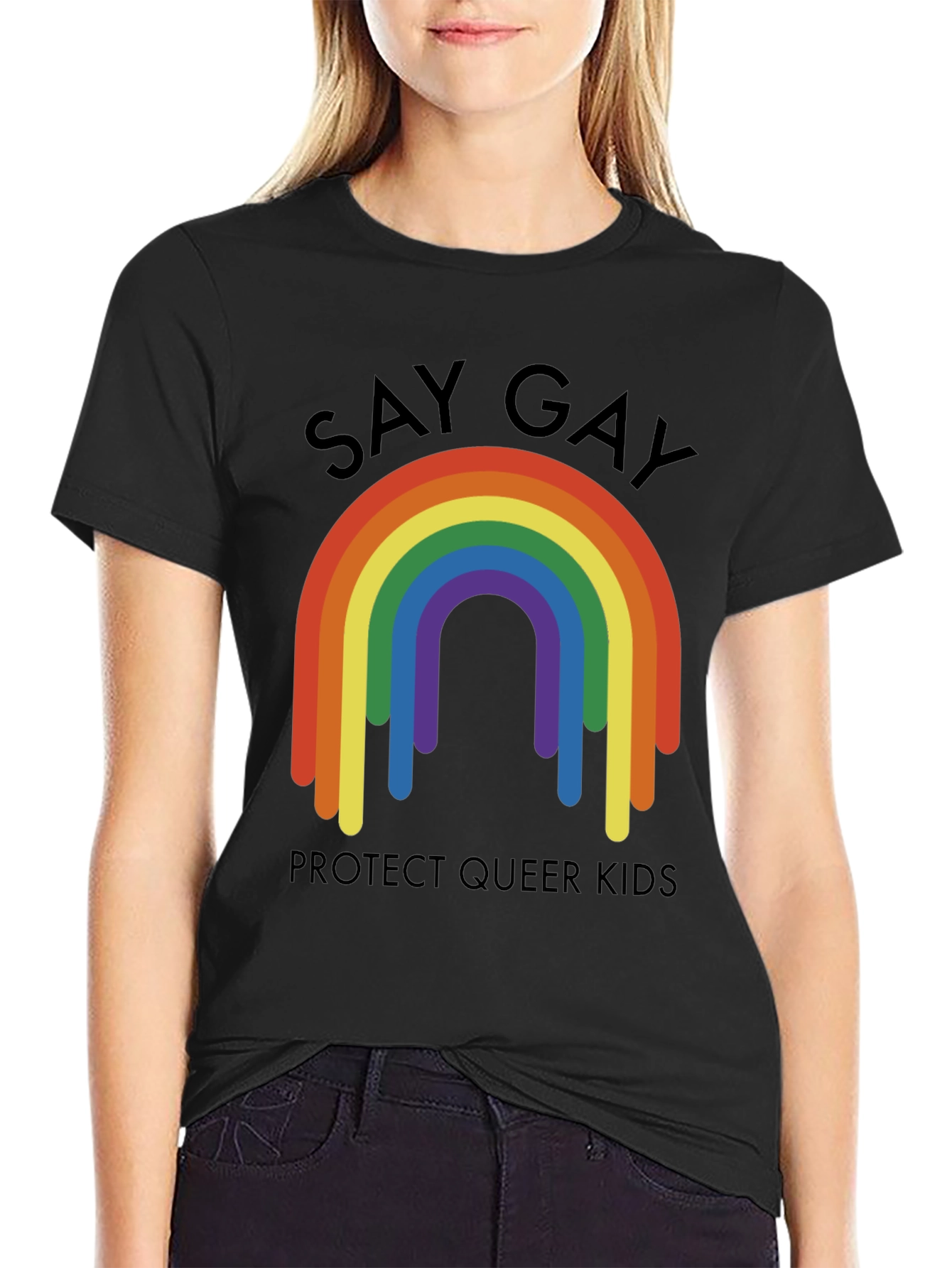 Say Gay Protect Queer Kids Rainbow T-Shirt