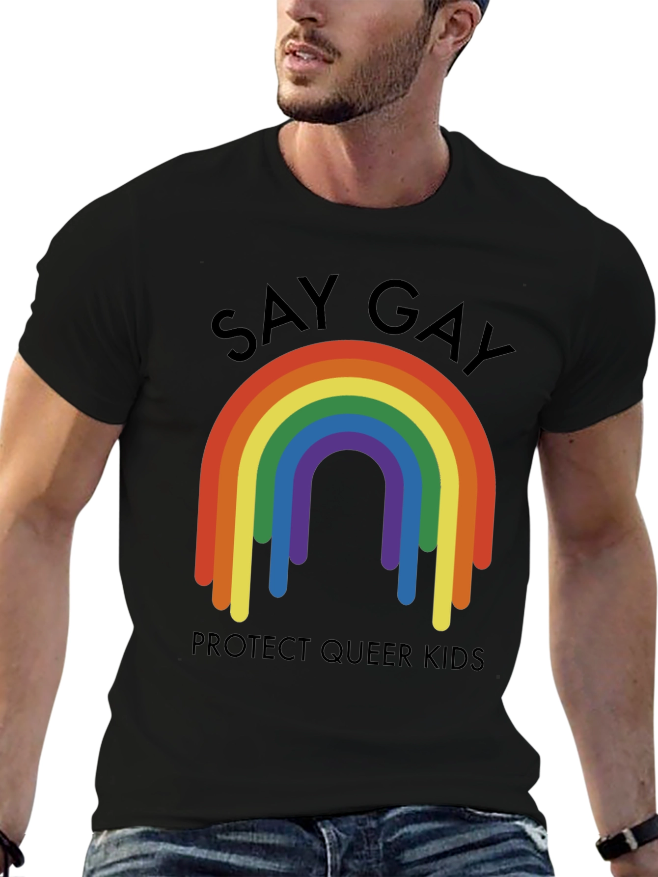 Say Gay Protect Queer Kids Rainbow T-Shirt