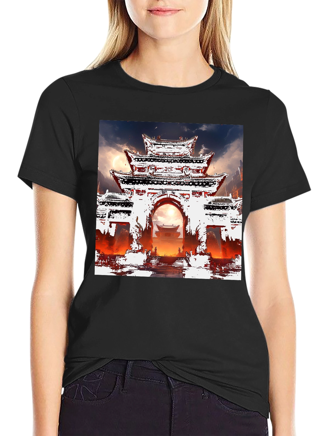 Oriental Gate T-Shirt - Graphic Tee - Mens