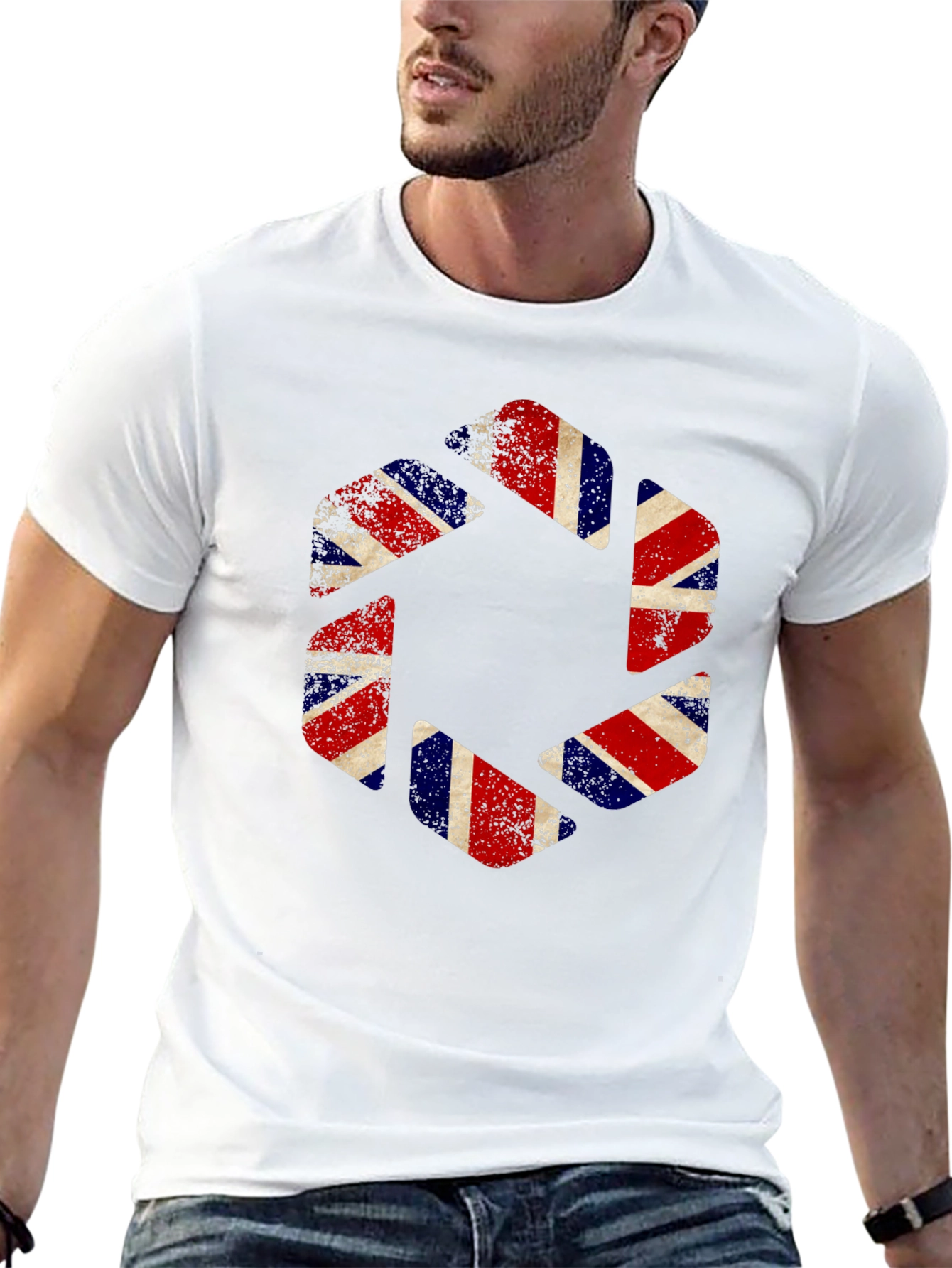 Union Jack Aperture Graphic Print Black T-Shirt