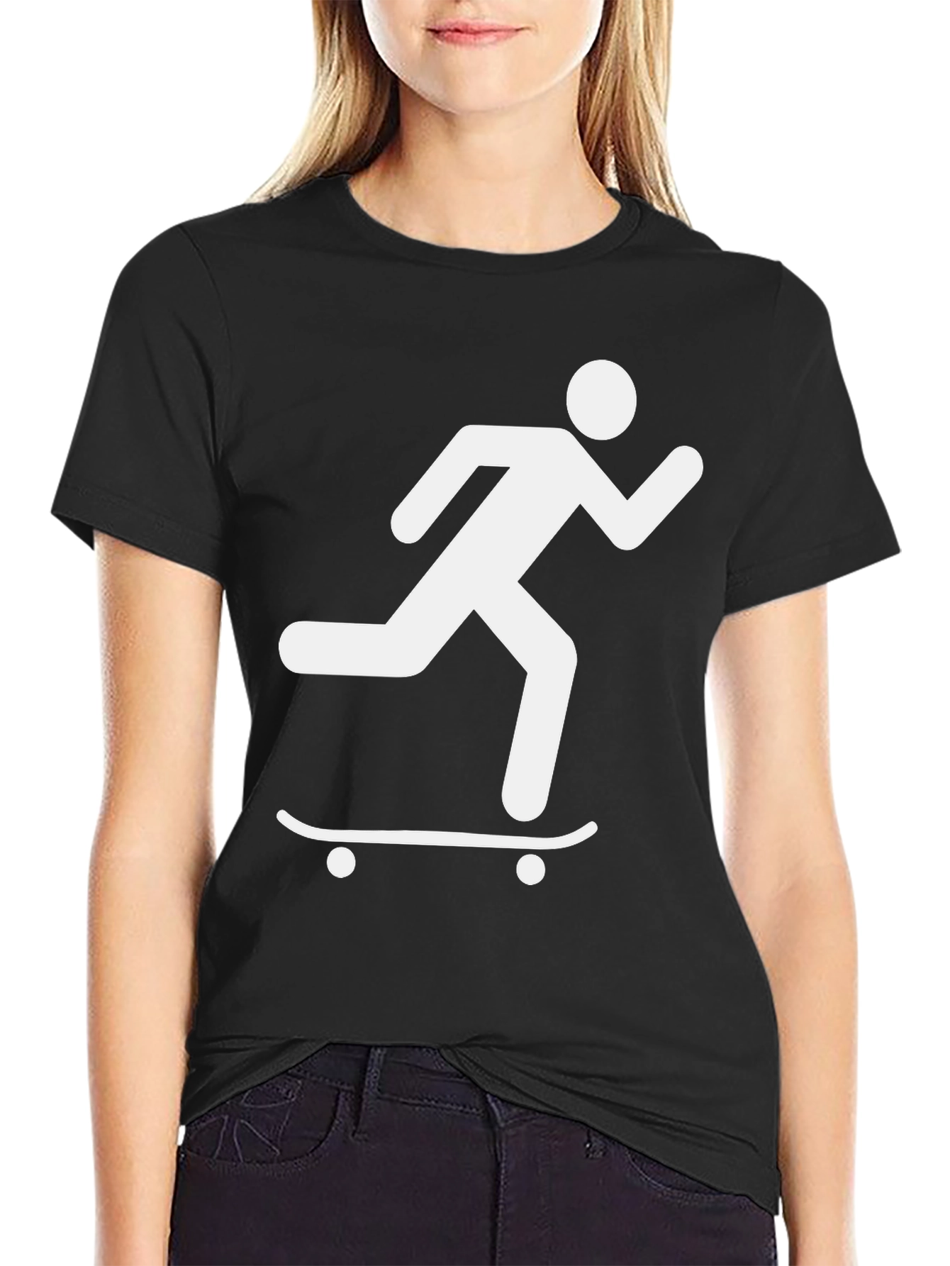 Skateboard Runner Graphic Tee - Black