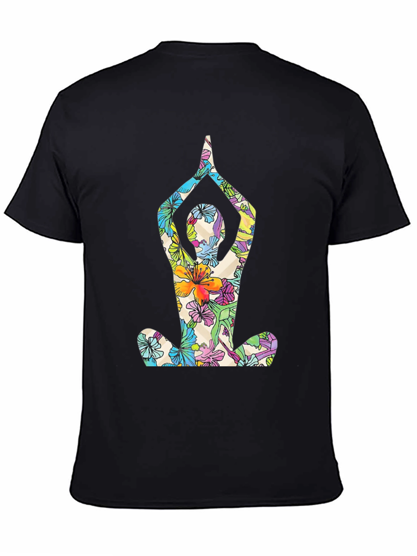Floral Yoga T-Shirt - Mens Black Tee