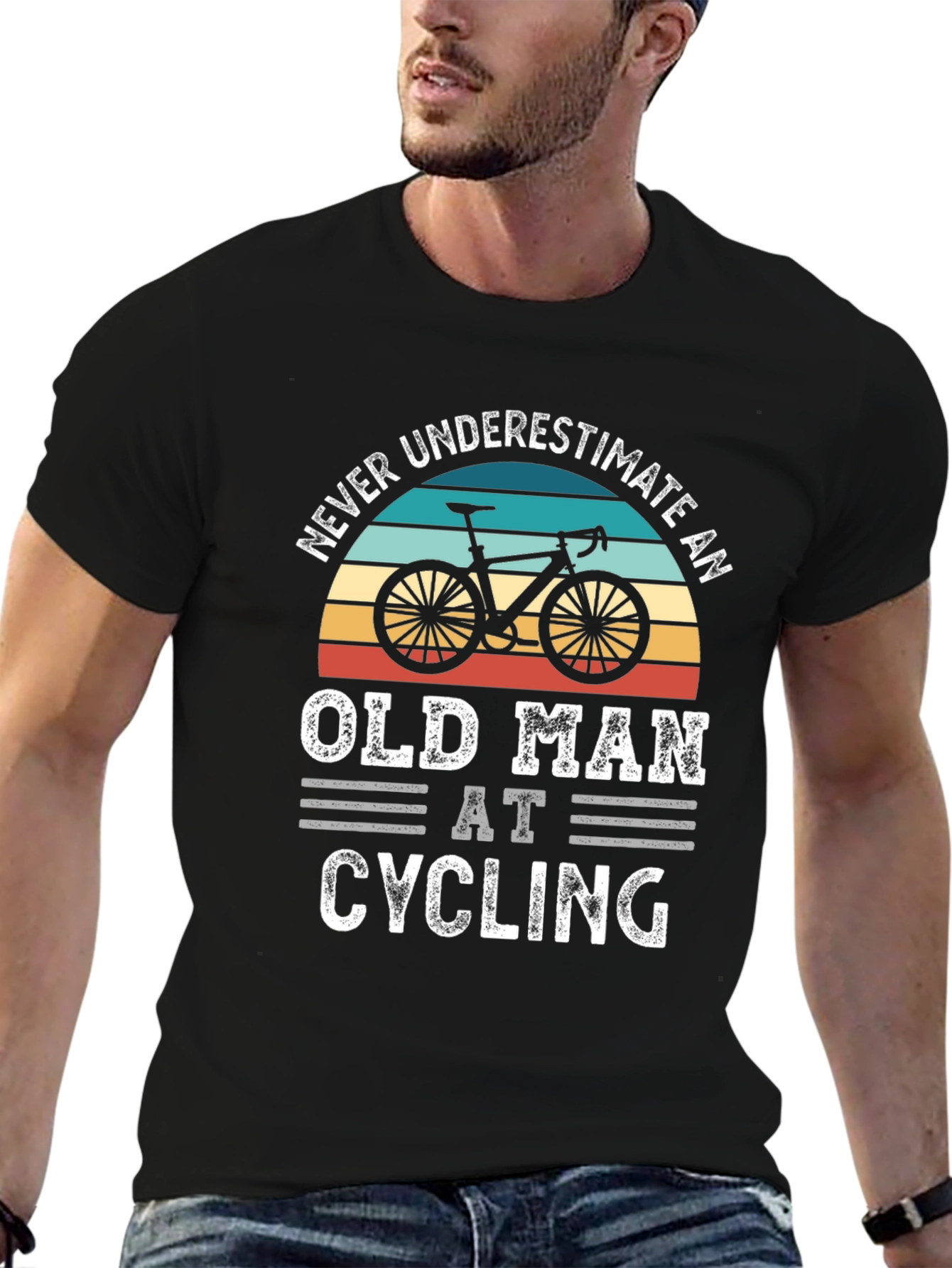 Never Underestimate Old Man Cycling T-Shirt