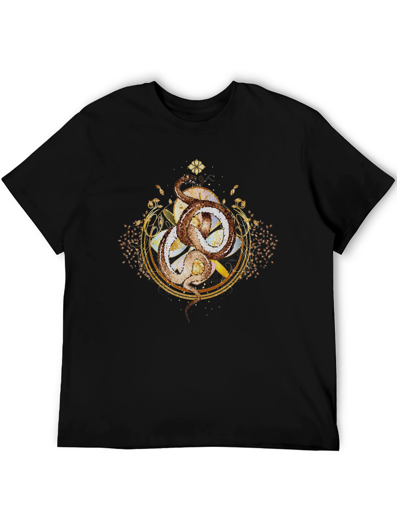 Mystic Serpent T-Shirt: Ornate Gold Design