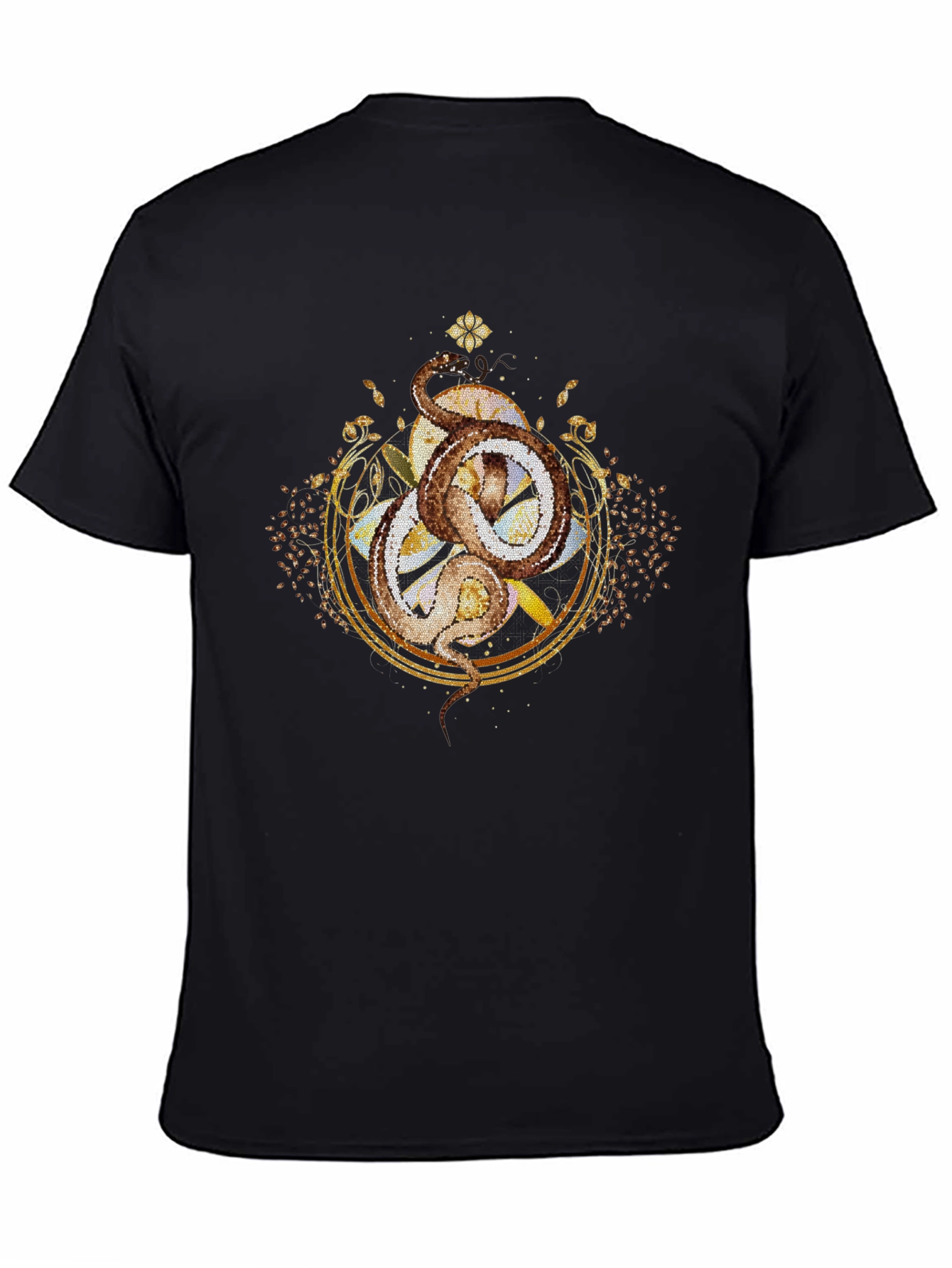 Mystic Serpent T-Shirt: Ornate Gold Design