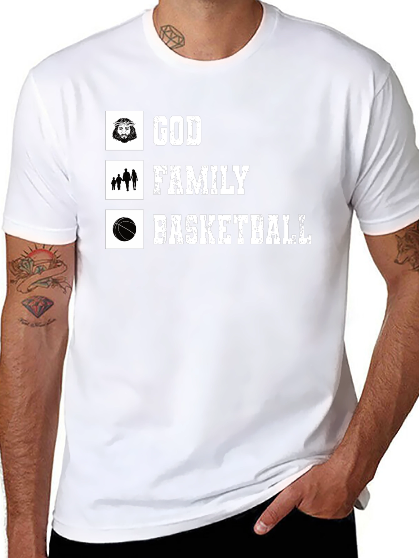 God Family Basketball Black T-Shirt