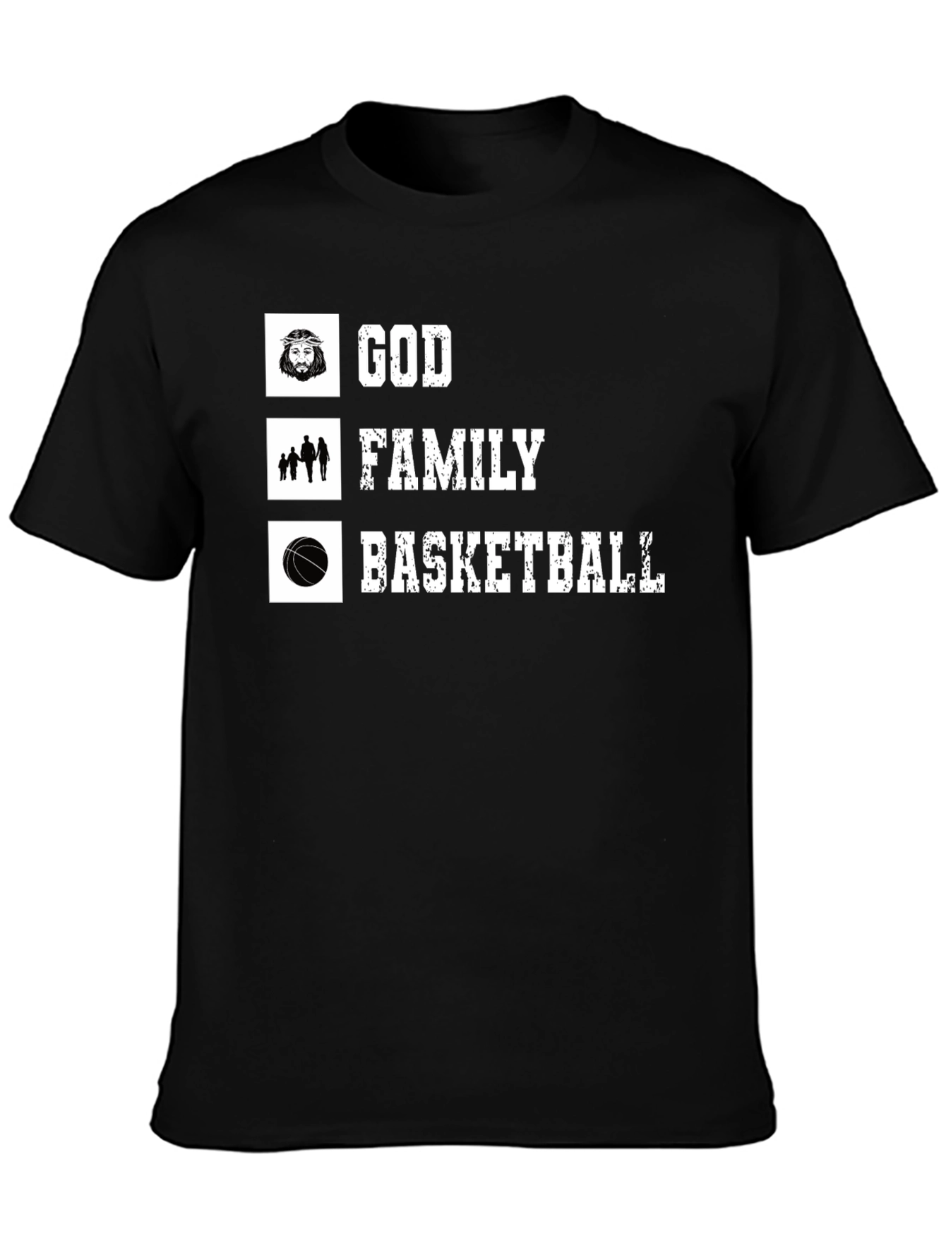 God Family Basketball Black T-Shirt