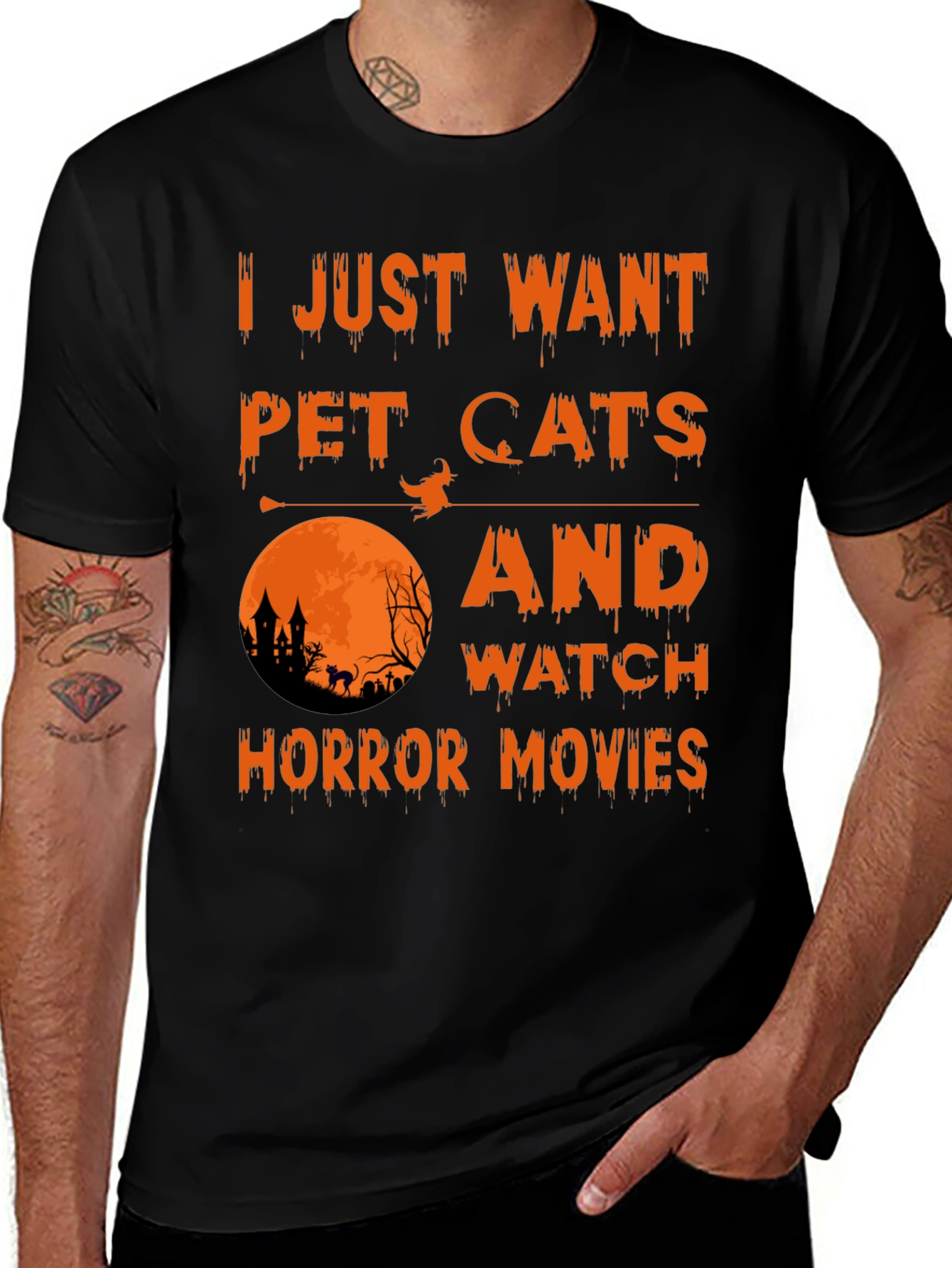 Halloween Cat Horror Movie T-Shirt