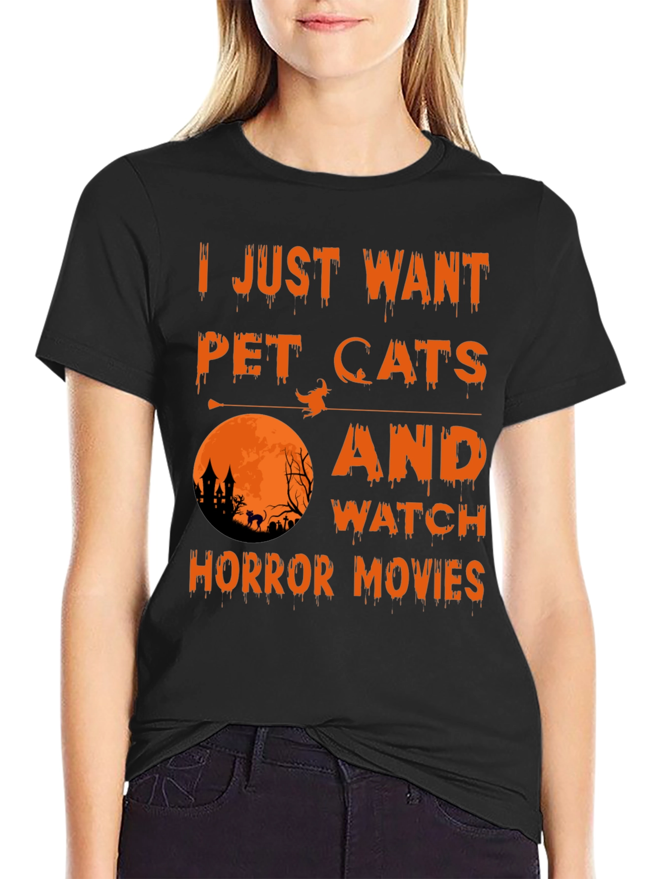Halloween Cat Horror Movie T-Shirt