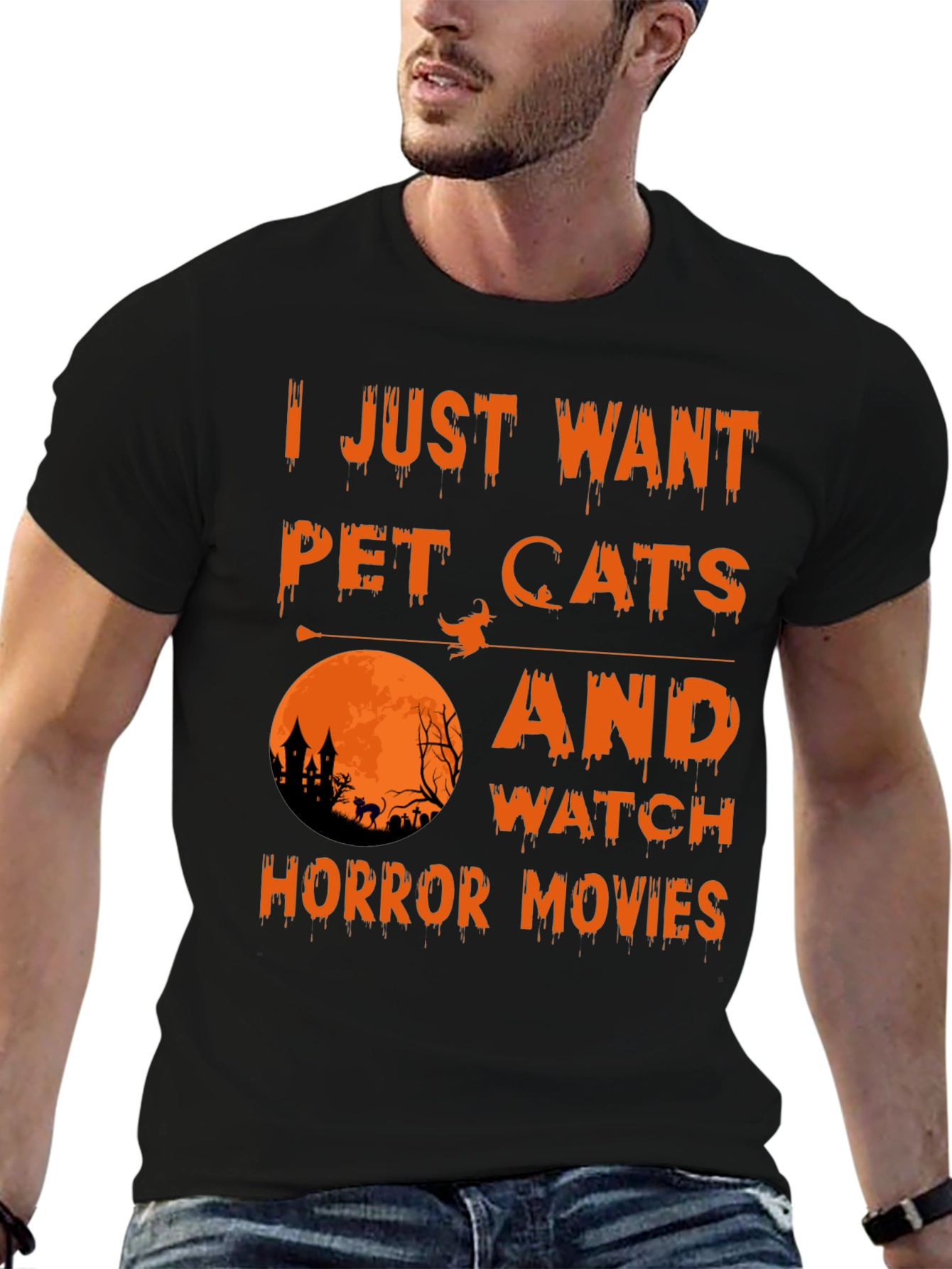 Halloween Cat Horror Movie T-Shirt