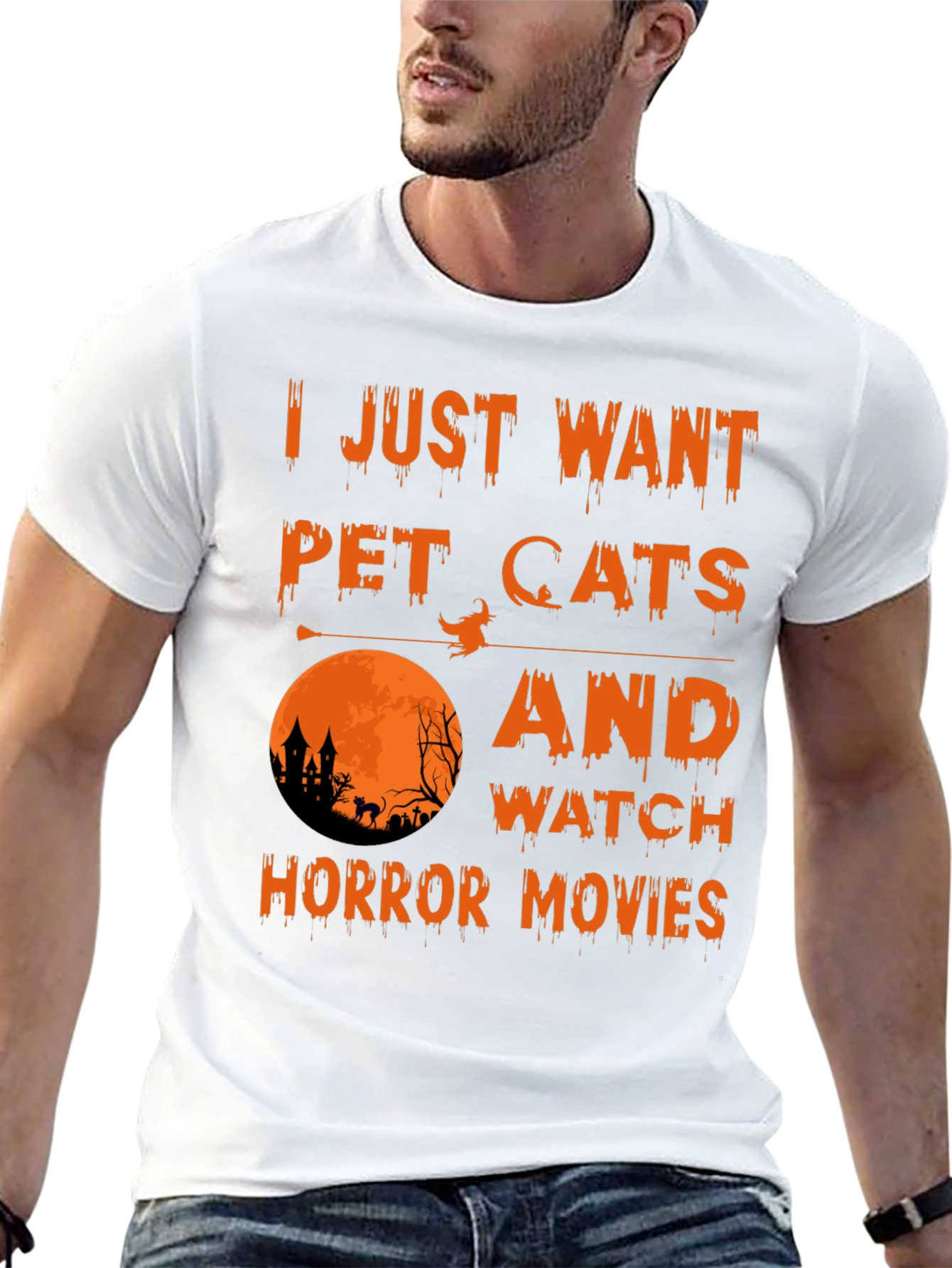 Halloween Cat Horror Movie T-Shirt