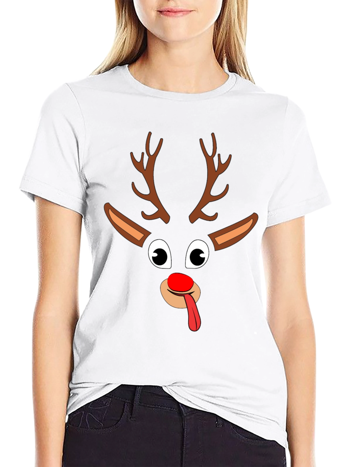 Funny Reindeer Christmas Graphic Tee Shirt