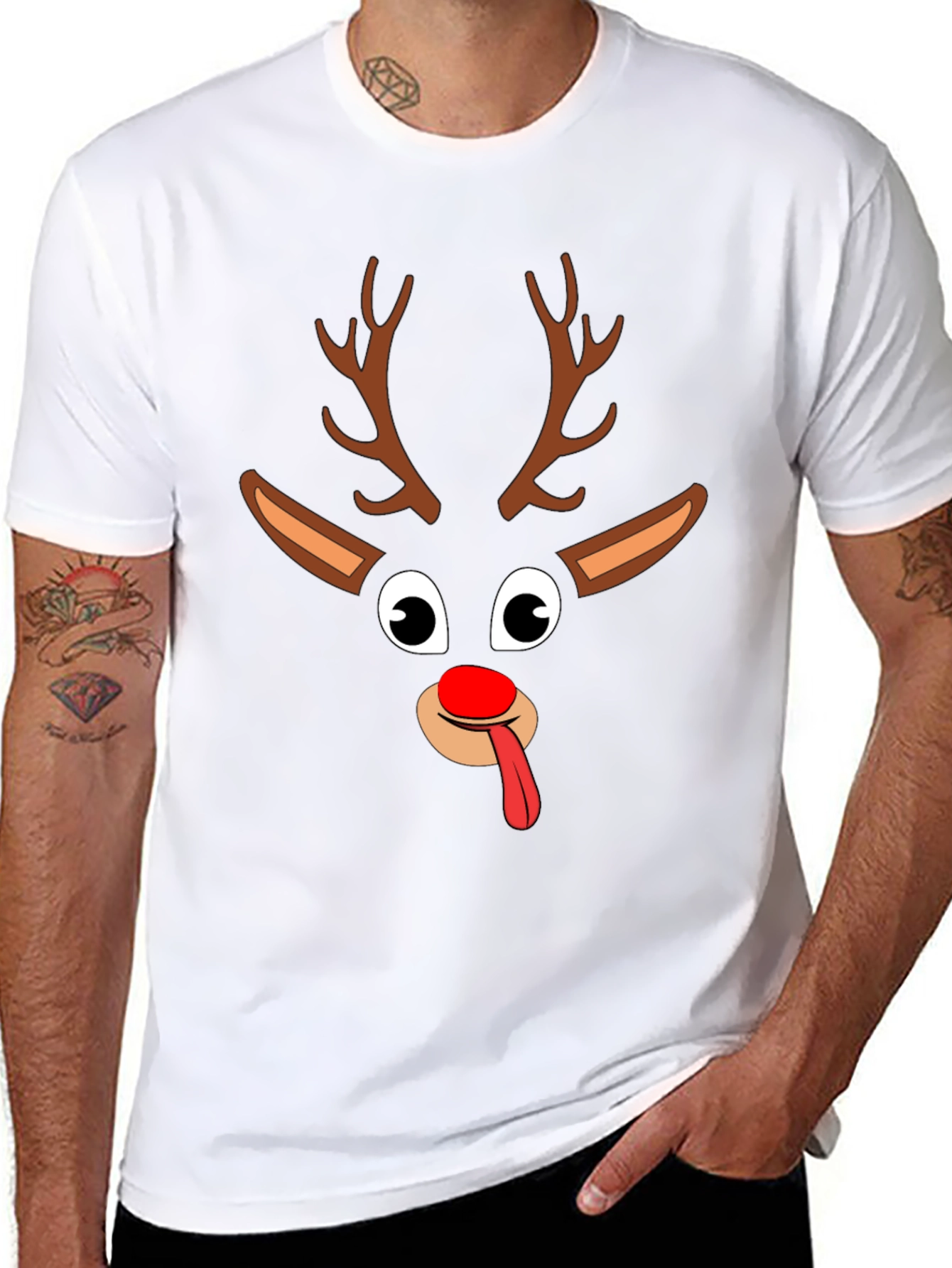 Funny Reindeer Christmas Graphic Tee Shirt
