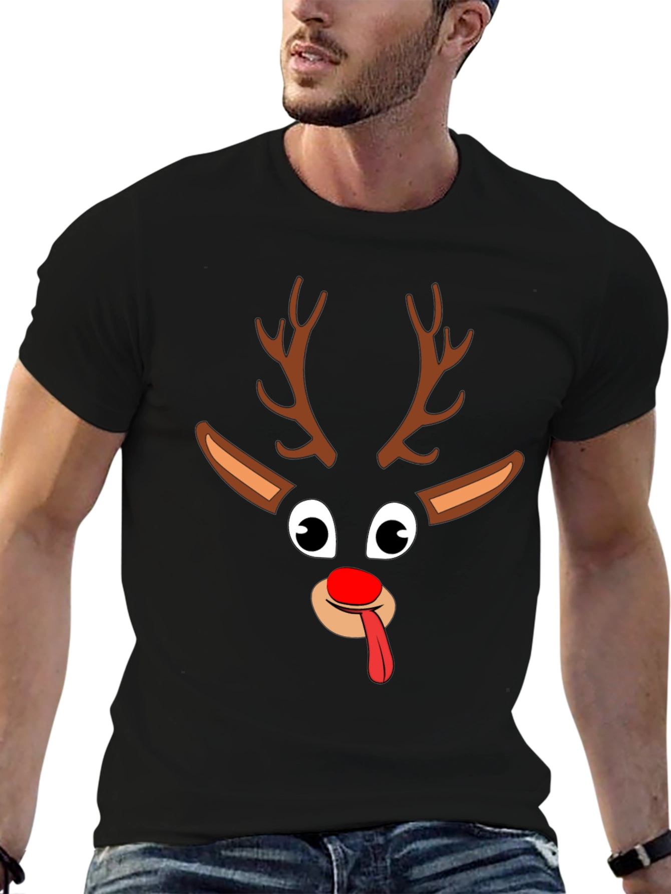 Funny Reindeer Christmas Graphic Tee Shirt
