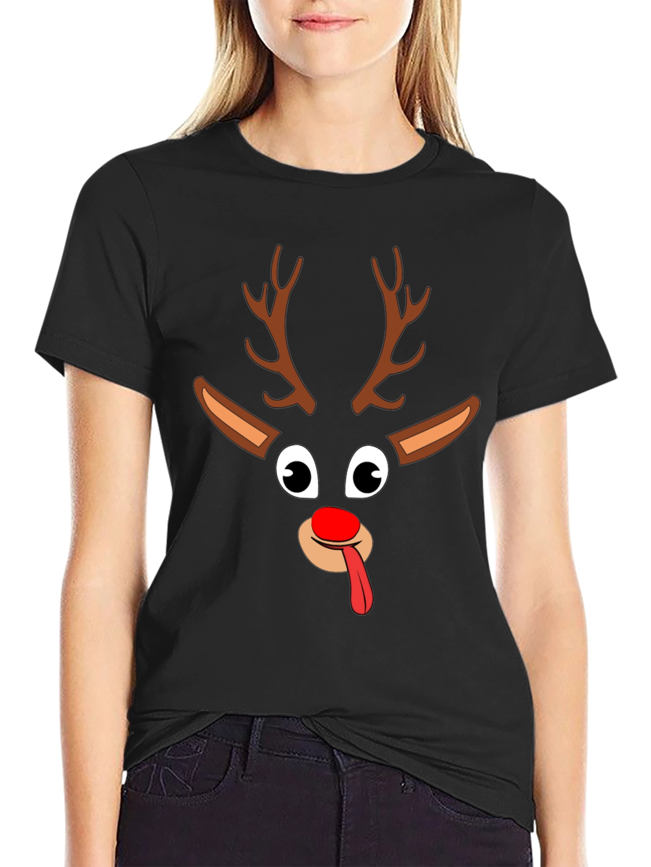 Funny Reindeer Christmas Graphic Tee Shirt