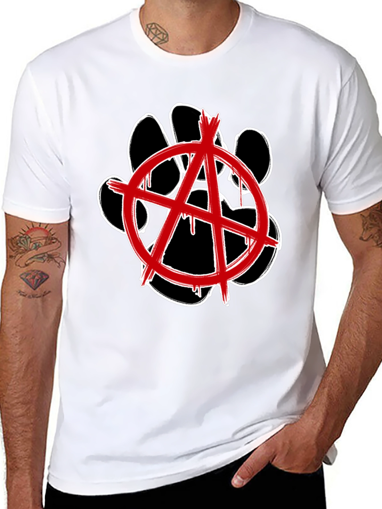 Anarchy Dog Paw Print Graphic Tee