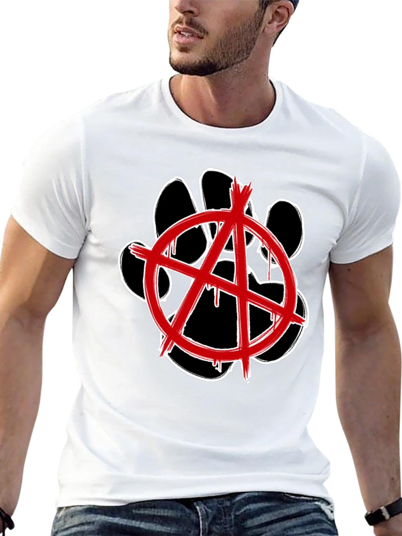 Anarchy Dog Paw Print Graphic Tee